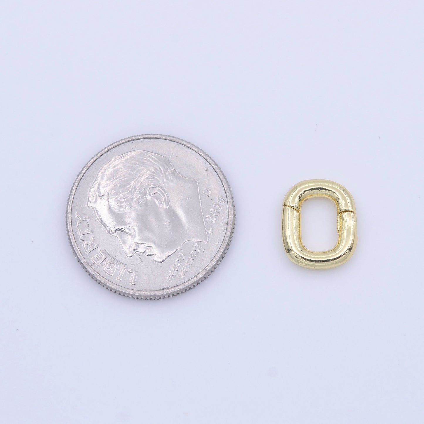 Mini Gold Pull Gate Ring, 9.5x7.8mm Oval Ring, Charm Holder 14K Gold Plated Clasp for Charm Holder Connector K298