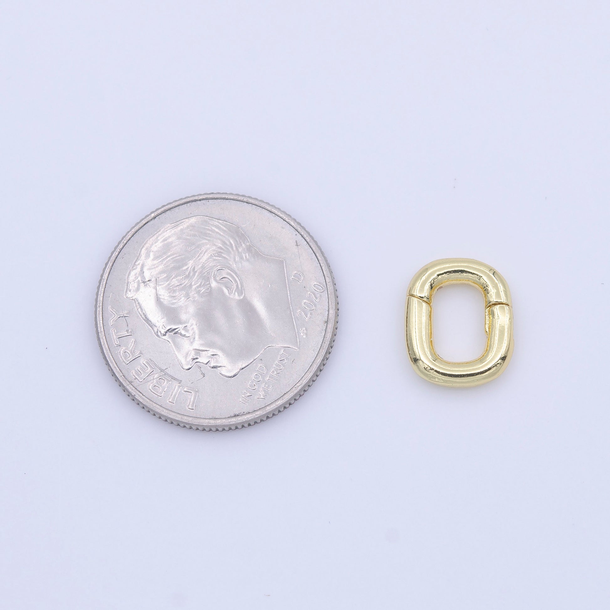 Mini Gold Pull Gate Ring, 9.5x7.8mm Oval Ring, Charm Holder 14K Gold Plated Clasp for Charm Holder Connector K298