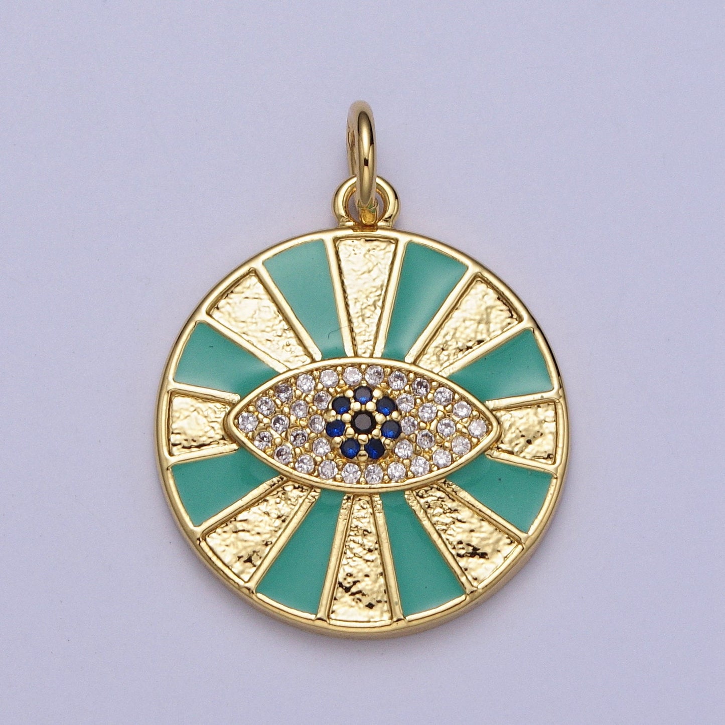 14K Gold Filled Greek Evil Eye Pendant Radiant Evil Eye Medallion Charm for Protection and Good Luck Charm E434