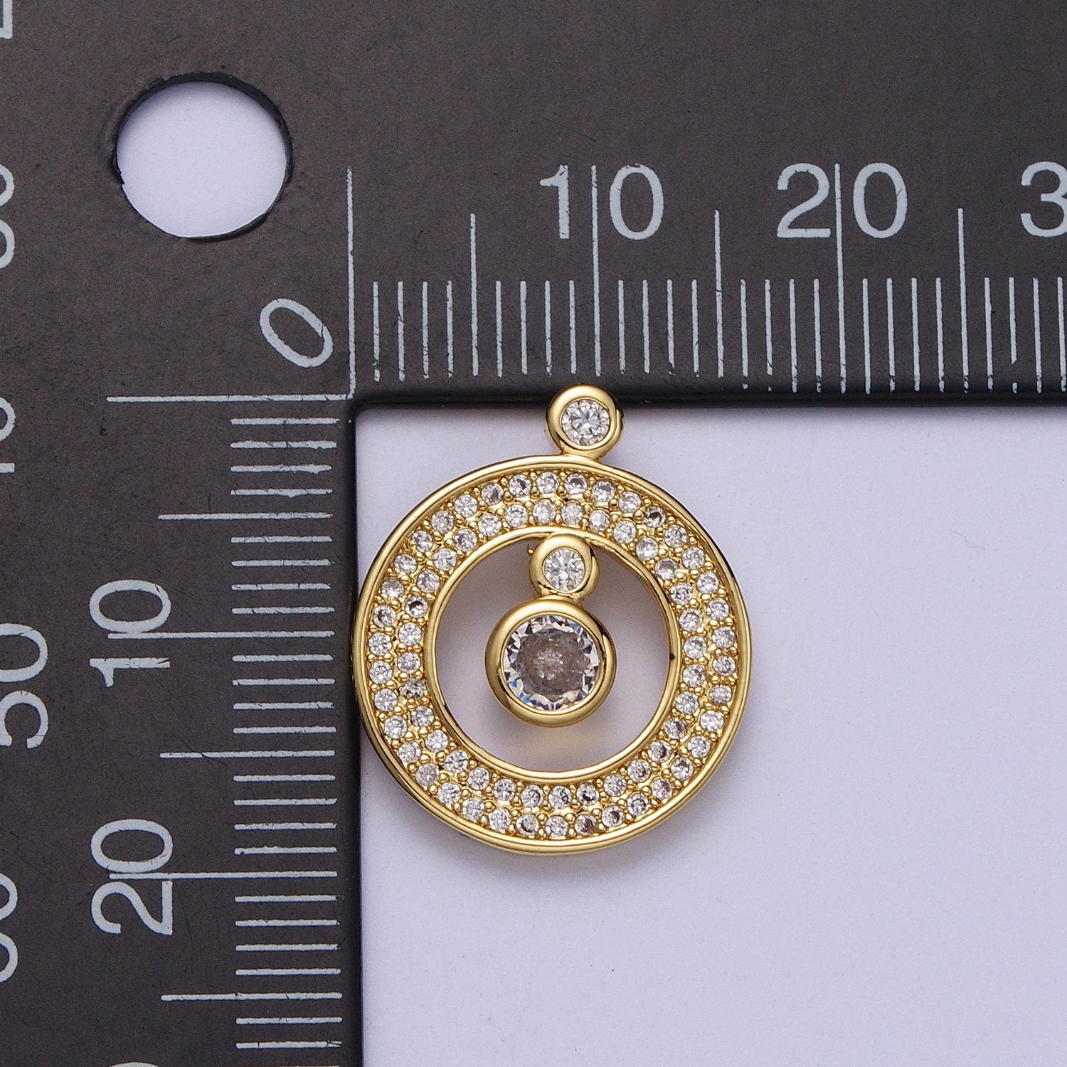 Gold Micro Pave CZ Round Charm, Cubic Bubble Micro Pave CZ Pendant, Charm Pendant Minimalist Jewelry H-360