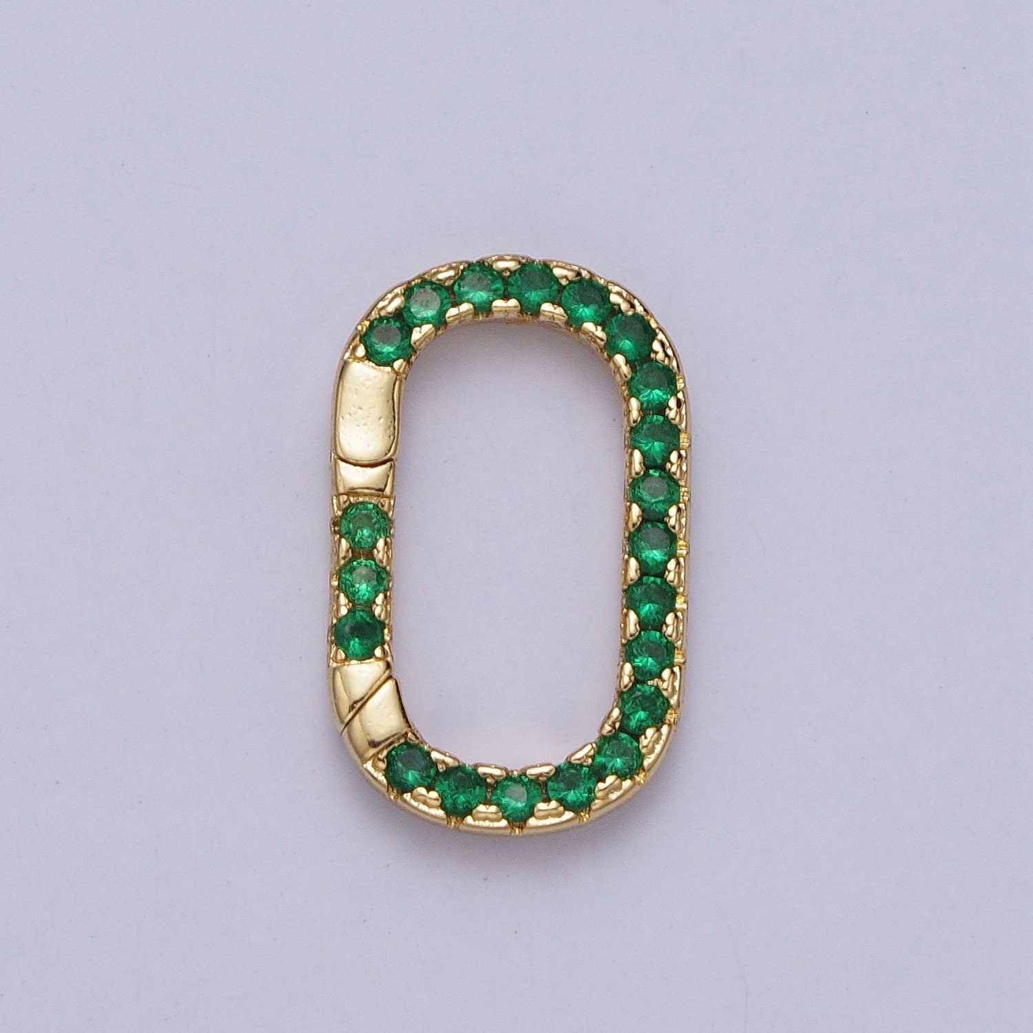 Cz Gold Spring Gate Ring, 17X10mm CZ Pull Gate ring Oval Turquoise Green Micro Pave Charm Holder Clasp for Connector Bracelet Necklace Z039