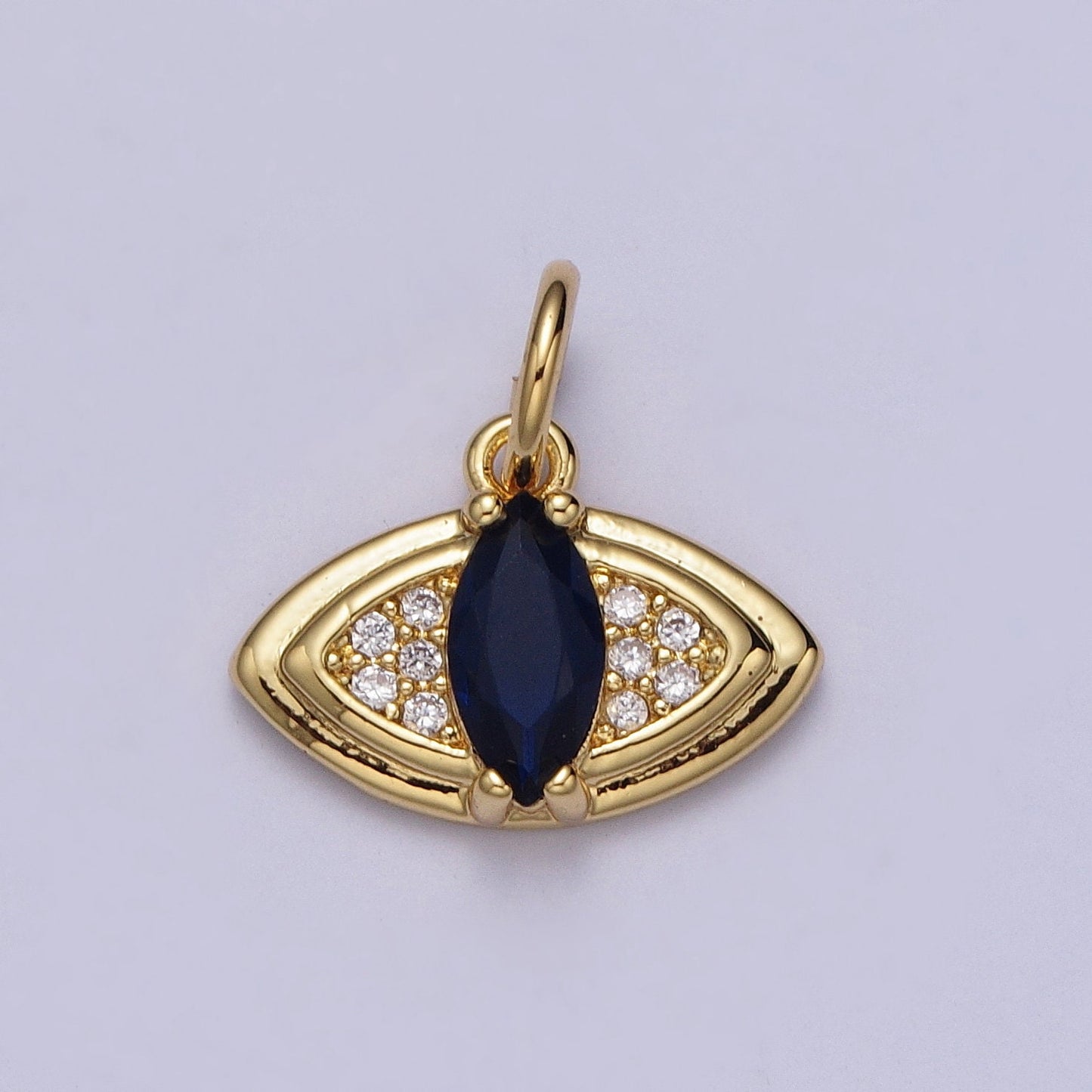 24K Gold Filled Evil Eye Charm Micro Paved Blue Marquise CZ Protection Charm Amulet Jewelry Add on Char for Minimalist Jewelry | E453