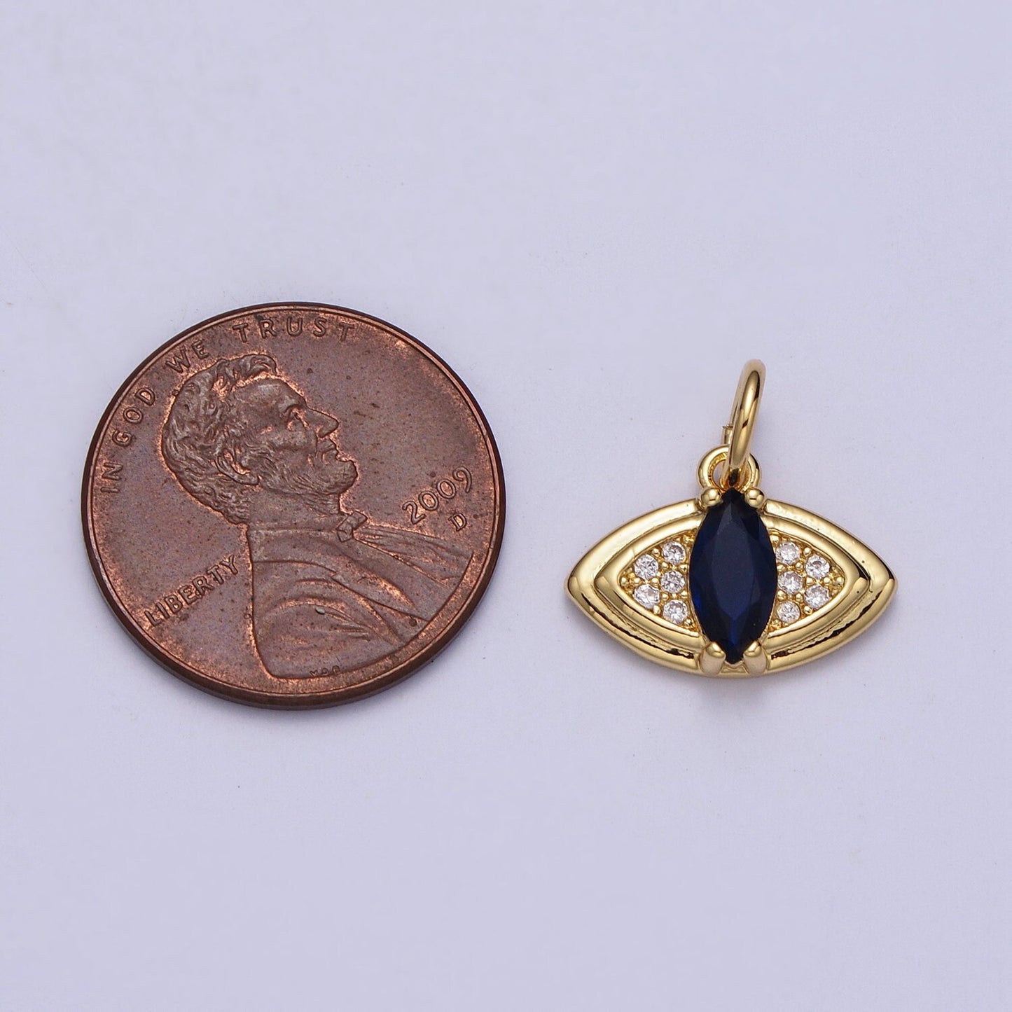 24K Gold Filled Evil Eye Charm Micro Paved Blue Marquise CZ Protection Charm Amulet Jewelry Add on Char for Minimalist Jewelry | E453