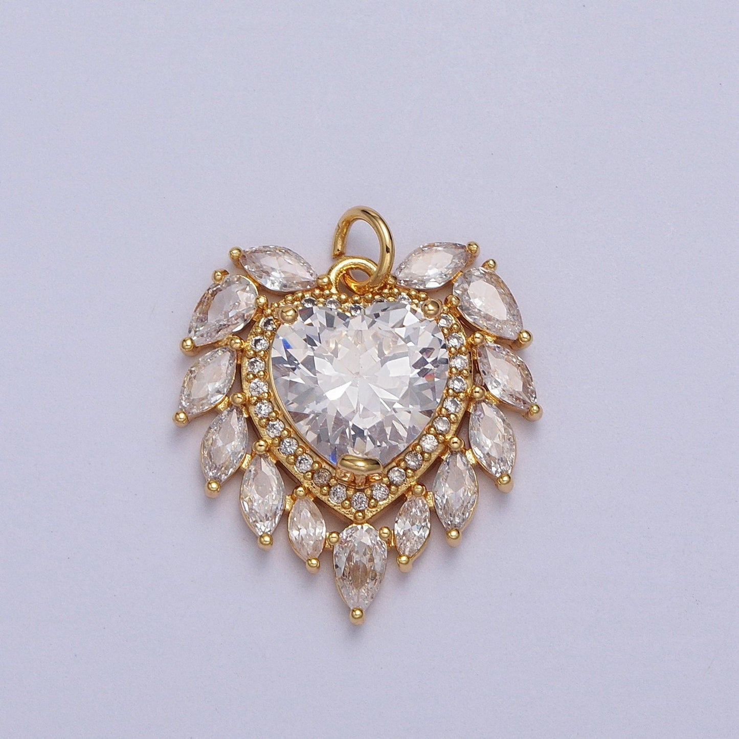 24k Gold Filled Pink, Clear, Green, Red Heart Marquise Teardrop CZ Charm for Colorful Minimalist Jewelry Making Supply | AC005 - AC008