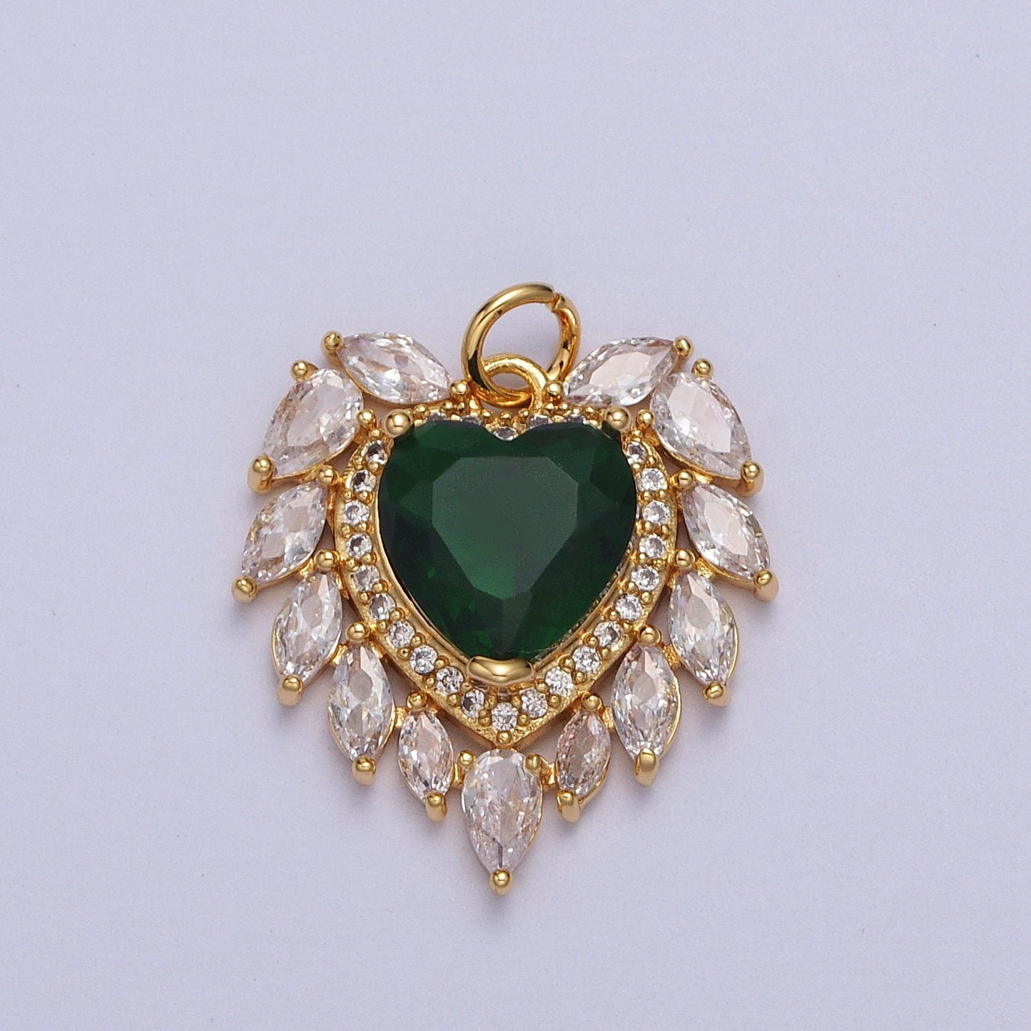 24k Gold Filled Pink, Clear, Green, Red Heart Marquise Teardrop CZ Charm for Colorful Minimalist Jewelry Making Supply | AC005 - AC008