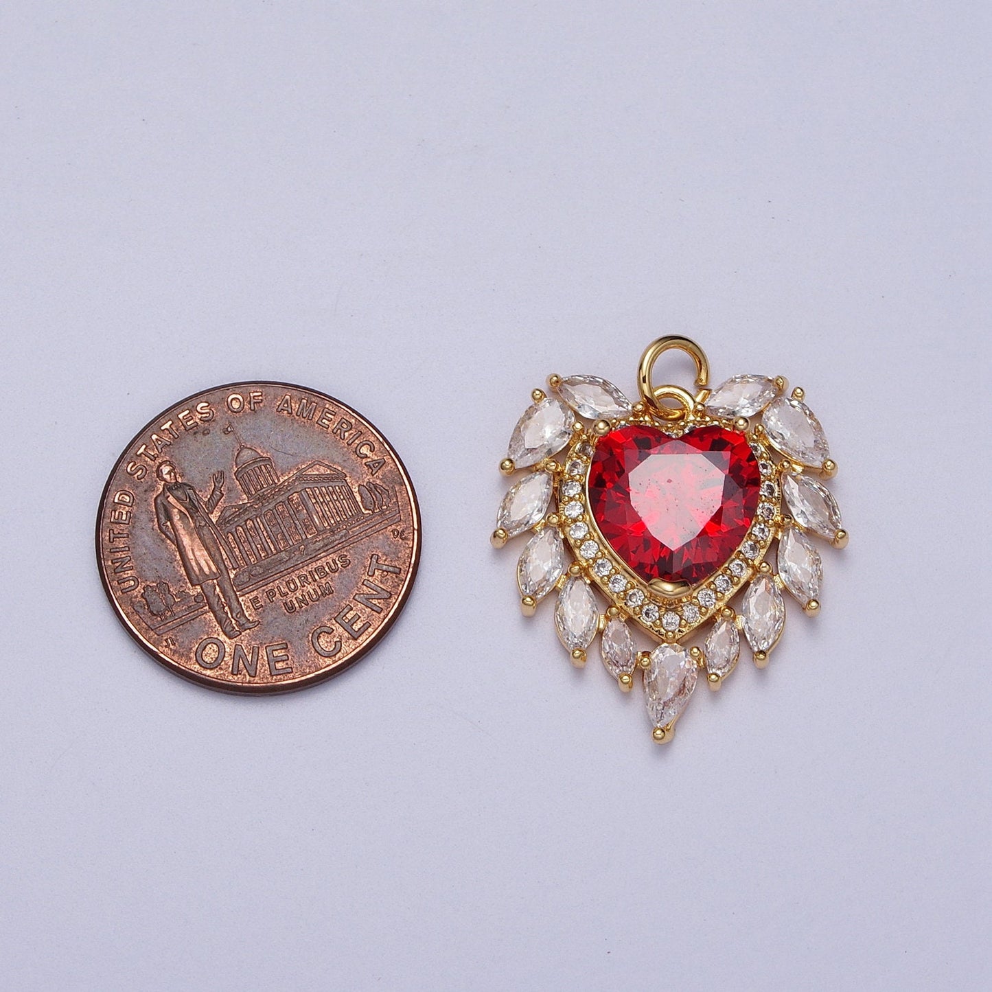 24k Gold Filled Pink, Clear, Green, Red Heart Marquise Teardrop CZ Charm for Colorful Minimalist Jewelry Making Supply | AC005 - AC008