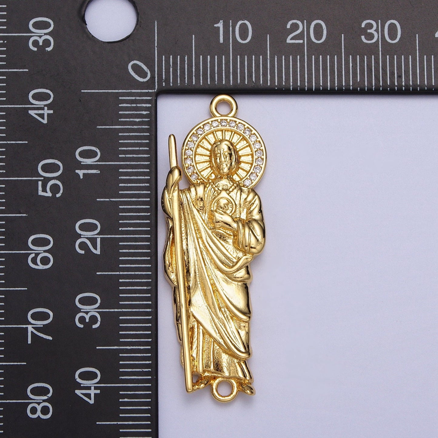 Gold St. Jude Charm Conenctor for Bracelet Component Parts Gold Saint Jude Patron Saint of Hope and Impossible Causes Jewelry Supplies Y673