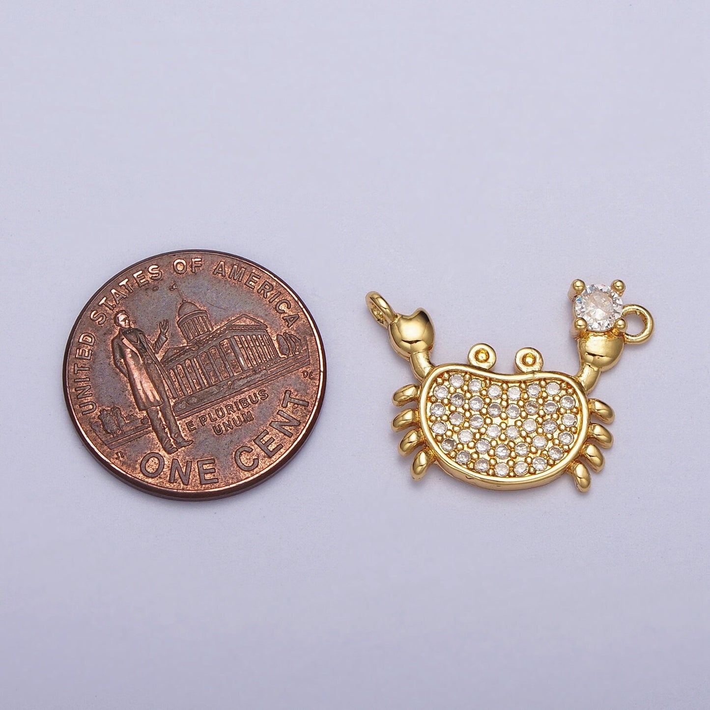 24k Gold Filled Crab Charm Connector Silver CZ Micro Pave Crab Link Connector for Necklace Bracelet Under The Sea Animal Charms Y675