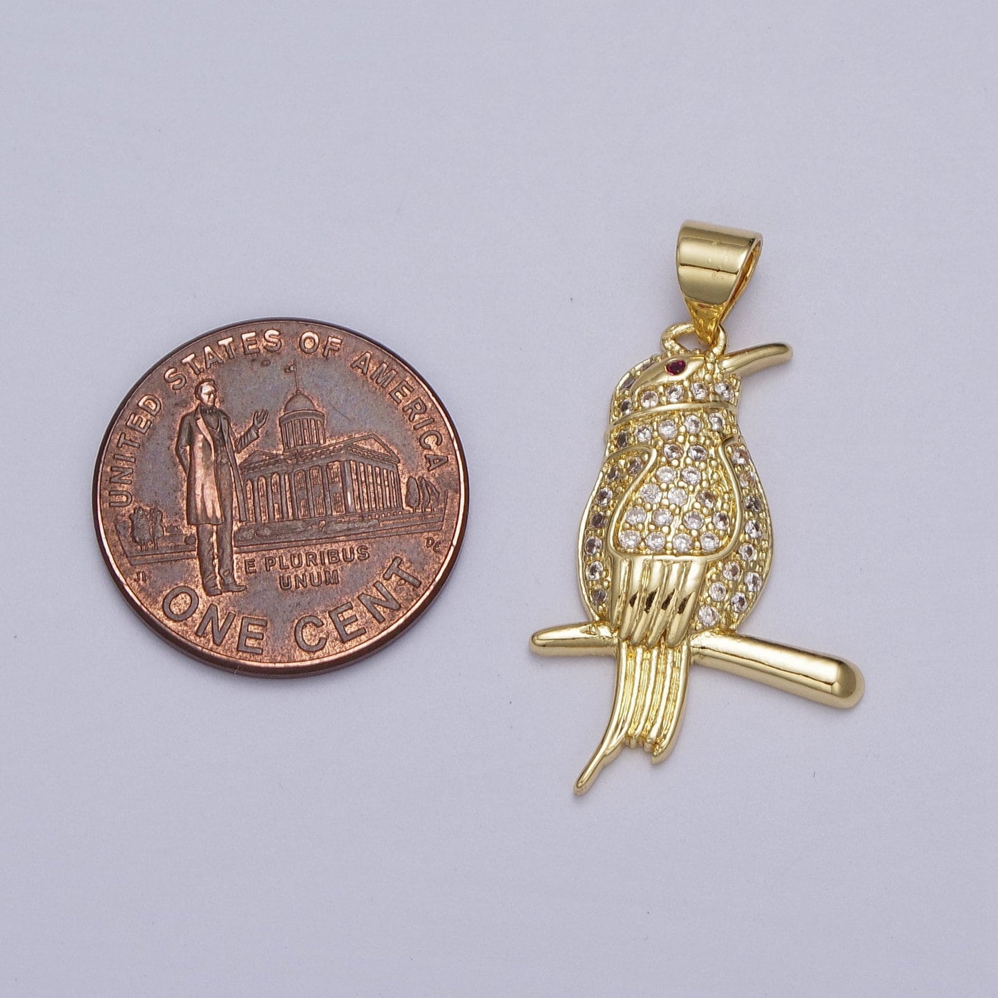 24K Gold Filled Raven Charm for Necklaec Pendant CZ Raven Jewelr Silver Crow Necklace, Bird Necklace Dangle Charm Supply AA004