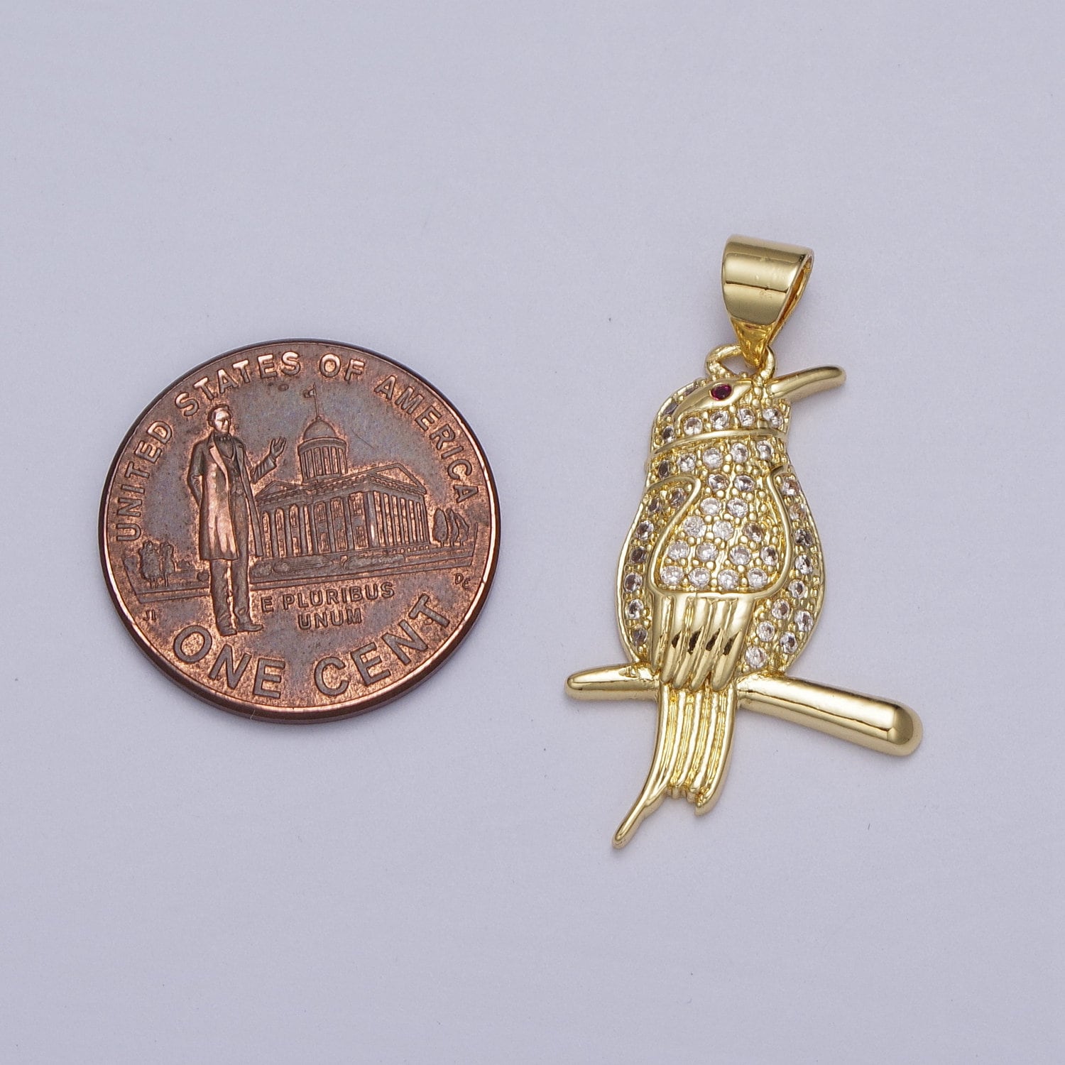 24K Gold Filled Raven Charm for Necklaec Pendant CZ Raven Jewelr Silver Crow Necklace, Bird Necklace Dangle Charm Supply AA004