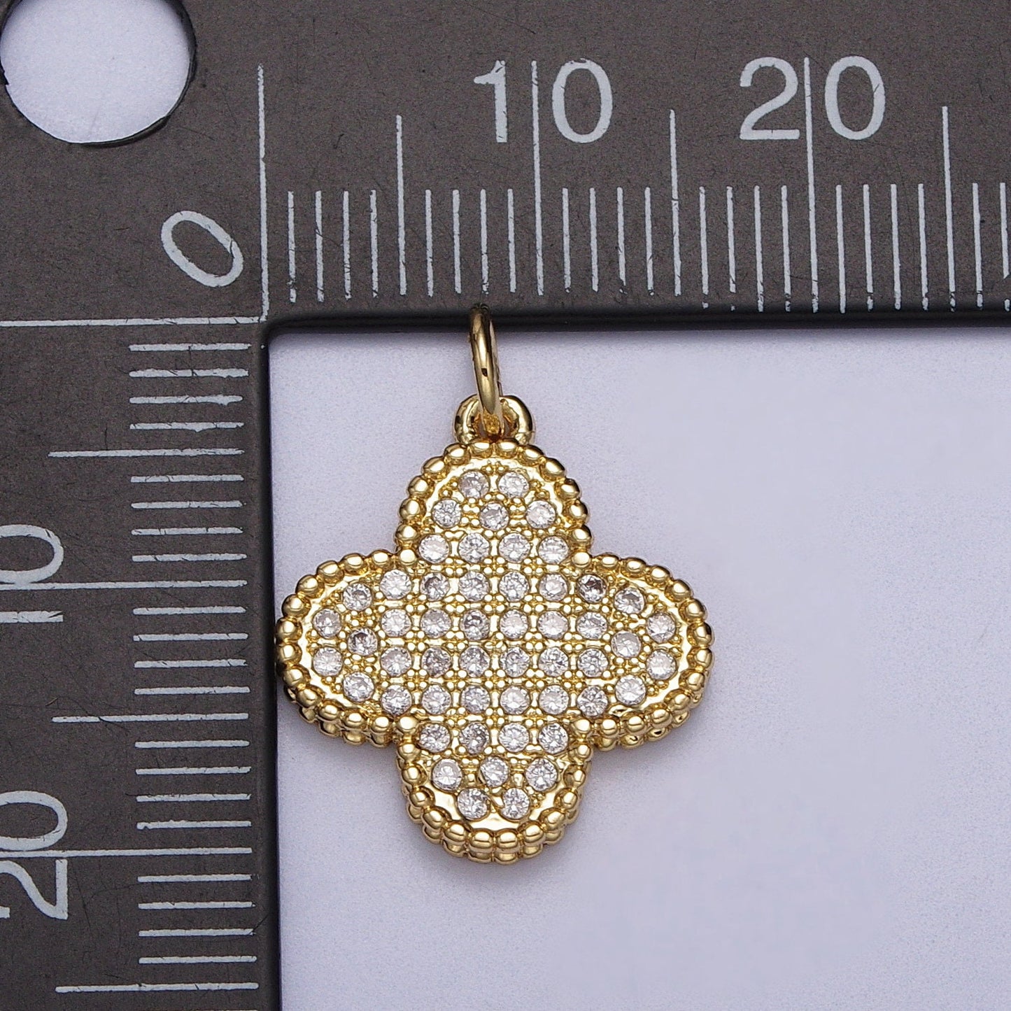 Gold Clover Charm Pendant Silver Four Leaf Charm Good Luck Lucky Charm Necklace Bracelet Micro Pave CZ Cubic Clover Charm AC016