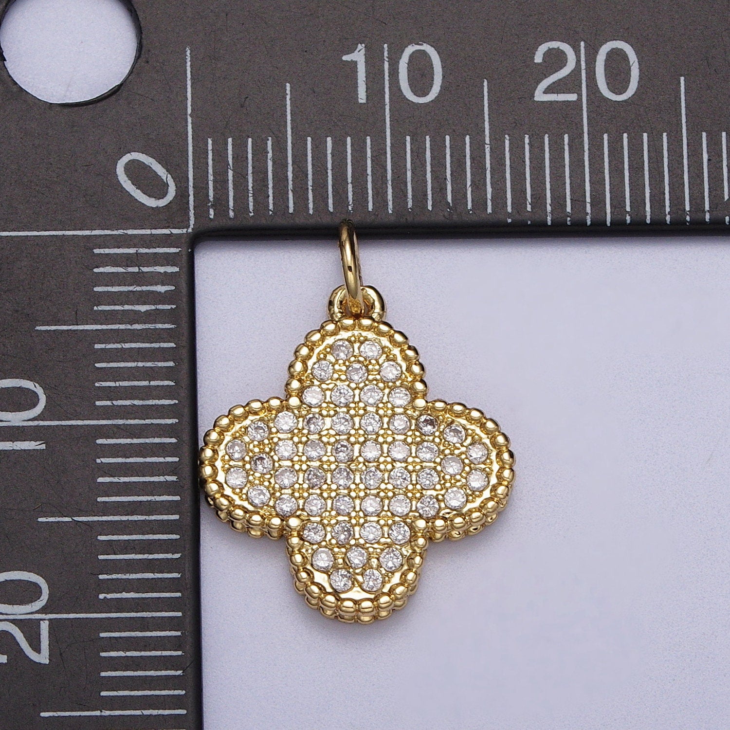 Gold Clover Charm Pendant Silver Four Leaf Charm Good Luck Lucky Charm Necklace Bracelet Micro Pave CZ Cubic Clover Charm AC016