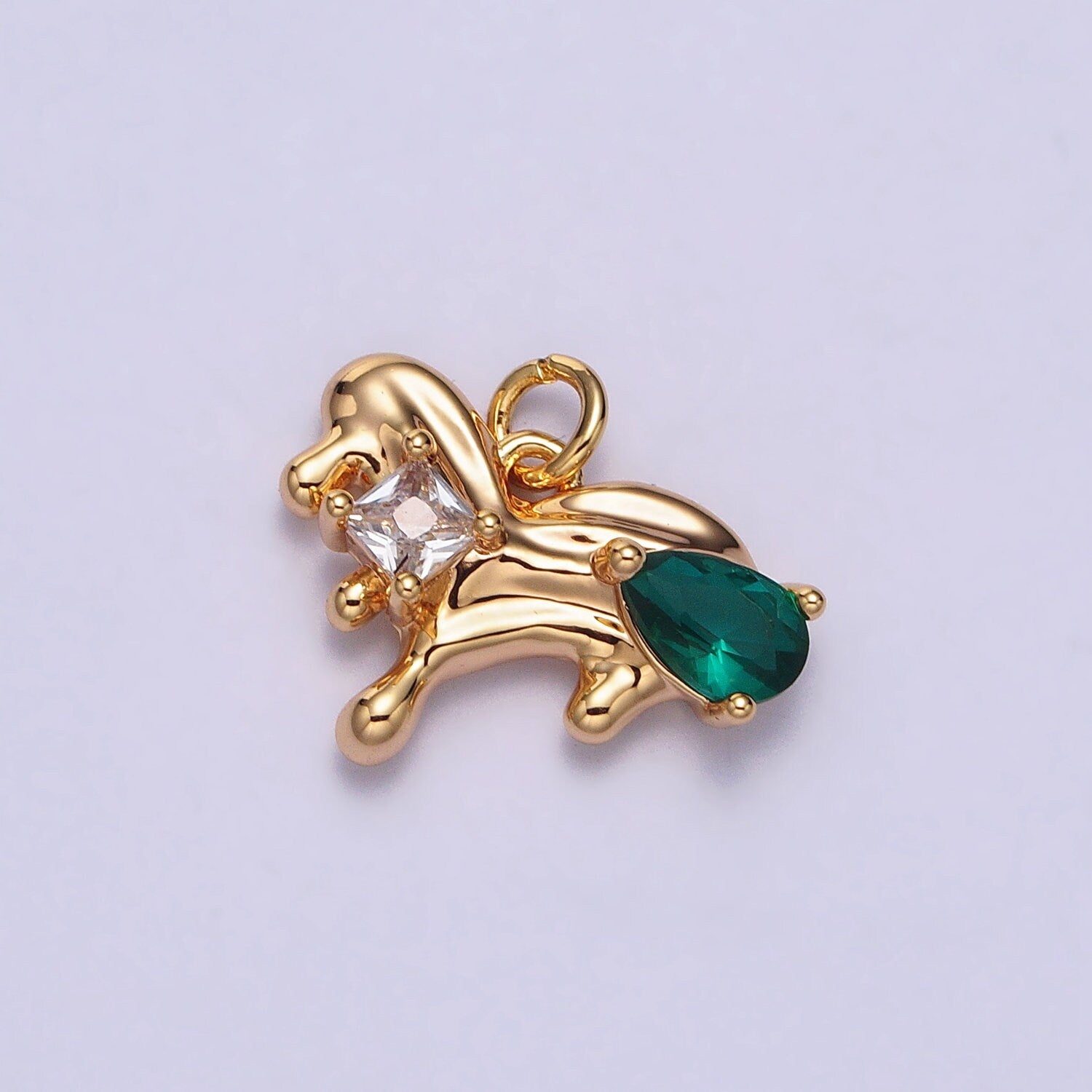 Tiny CZ Dog Pendant, Animal Charm Jewelry Supplie in Gold For Earring Bracelet Necklace Component AC060