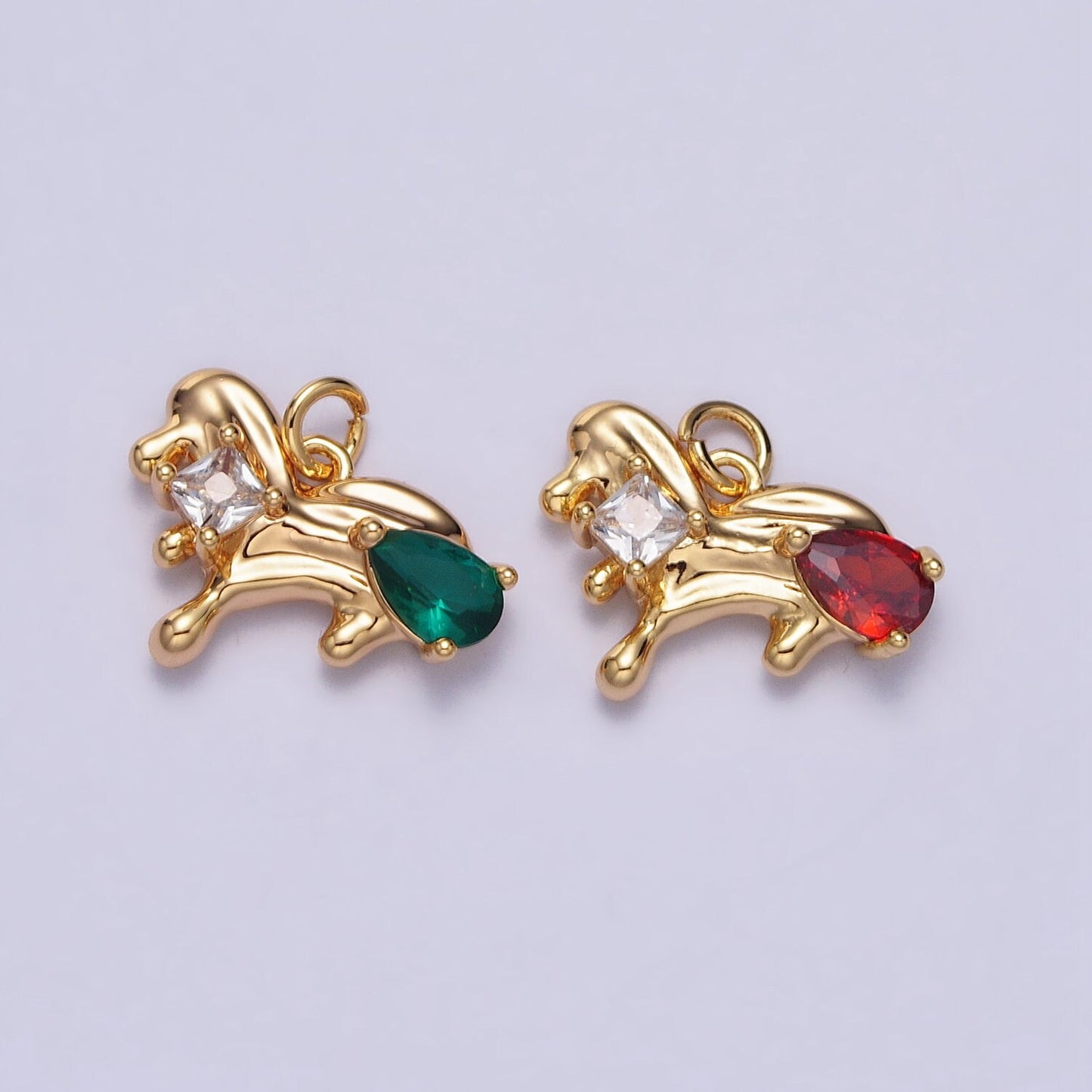 Tiny CZ Dog Pendant, Animal Charm Jewelry Supplie in Gold For Earring Bracelet Necklace Component AC060