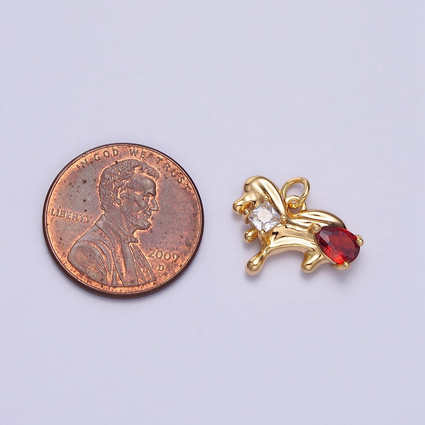 Tiny CZ Dog Pendant, Animal Charm Jewelry Supplie in Gold For Earring Bracelet Necklace Component AC060