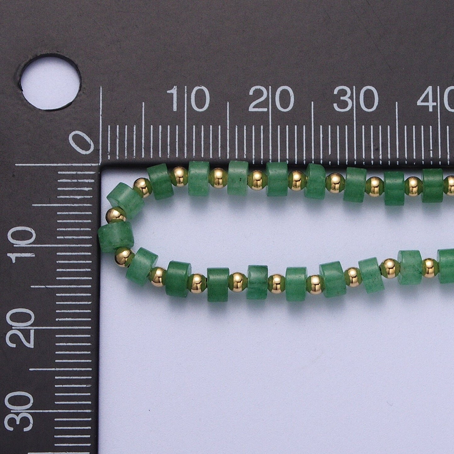 Gold Filled Green Aventurine Rondelle Heishi Gemstone Gold Spacer Beads 15.5 Inch Choker Necklace For Christmas Gift Idea Minimalist Jewelry