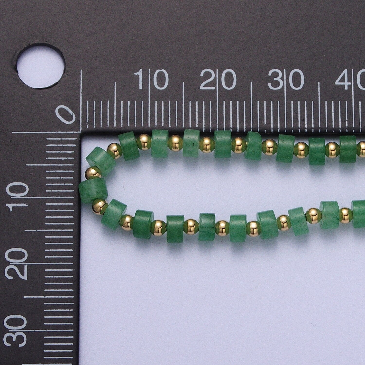Gold Filled Green Aventurine Rondelle Heishi Gemstone Gold Spacer Beads 15.5 Inch Choker Necklace For Christmas Gift Idea Minimalist Jewelry