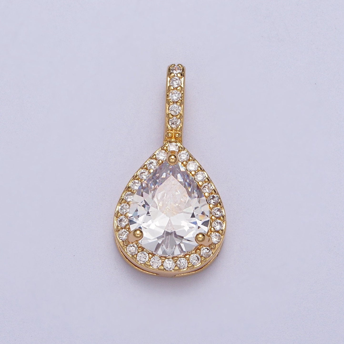 Dainty CZ Teardrop Charm Pear Diamond Pendant in 14k Gold Filled Charm Clear Green Pink CZ Drop Charms for Minimalist Necklace Jewelry AA011