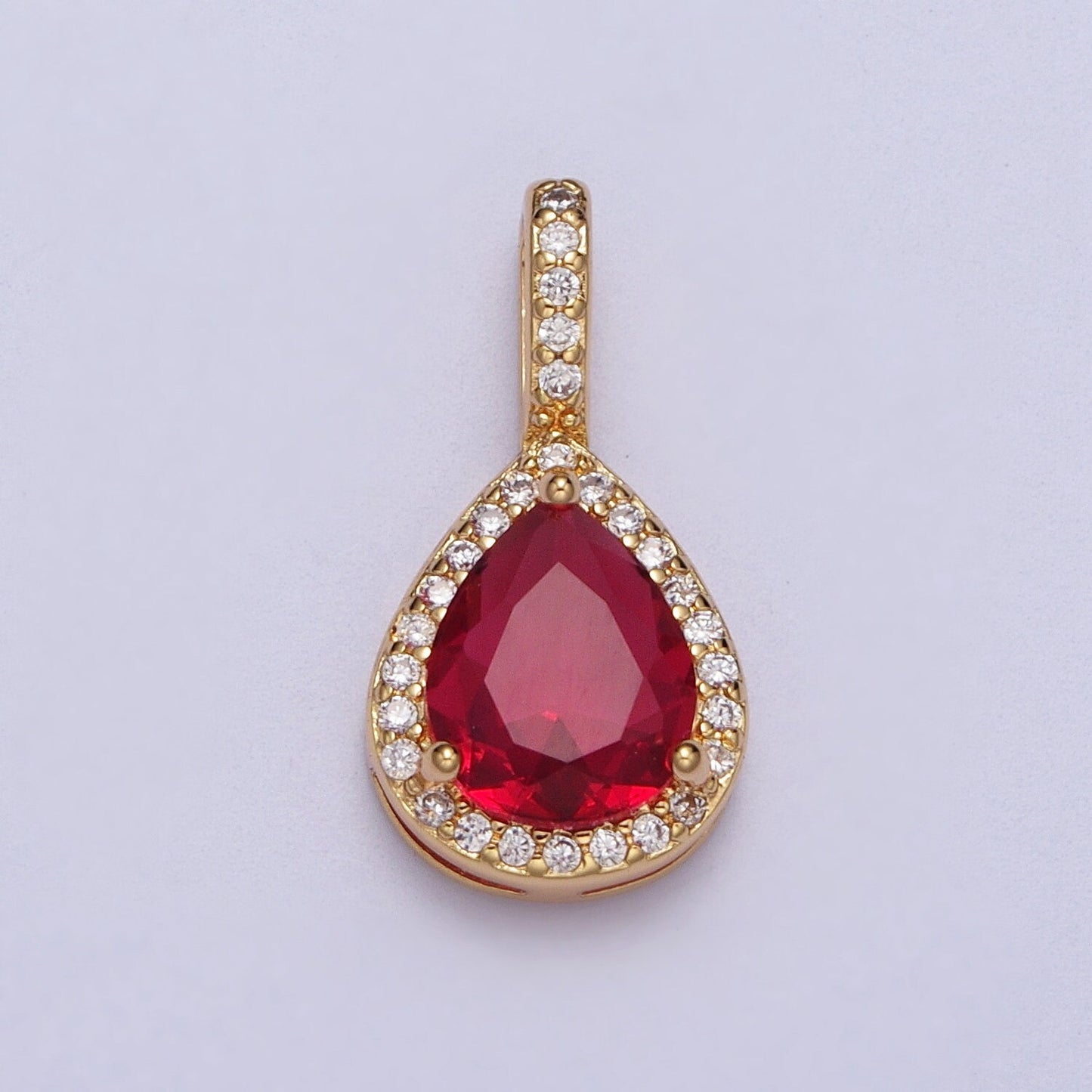 Dainty CZ Teardrop Charm Pear Diamond Pendant in 14k Gold Filled Charm Clear Green Pink CZ Drop Charms for Minimalist Necklace Jewelry AA011