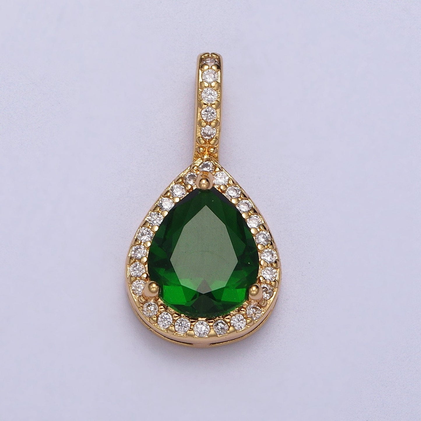 Dainty CZ Teardrop Charm Pear Diamond Pendant in 14k Gold Filled Charm Clear Green Pink CZ Drop Charms for Minimalist Necklace Jewelry AA011