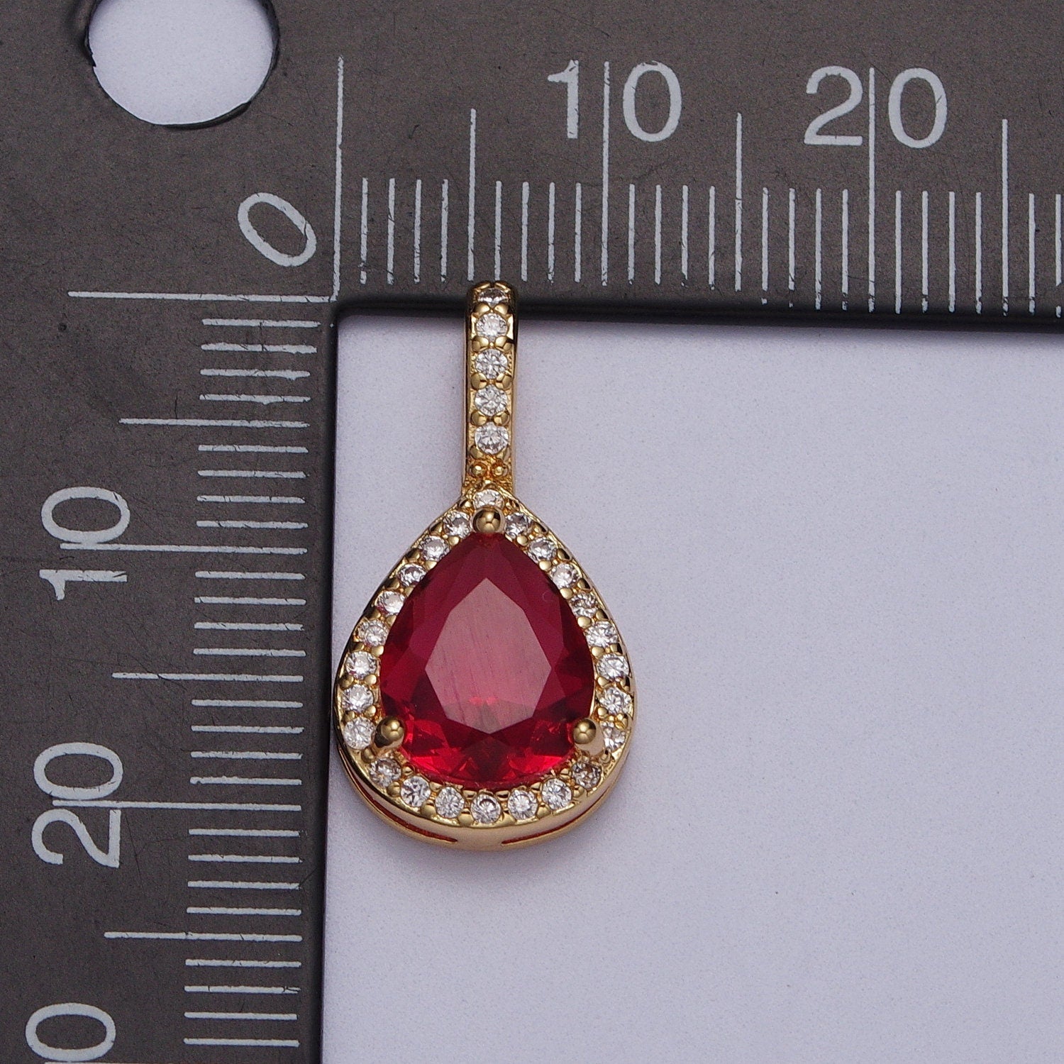 Dainty CZ Teardrop Charm Pear Diamond Pendant in 14k Gold Filled Charm Clear Green Pink CZ Drop Charms for Minimalist Necklace Jewelry AA011