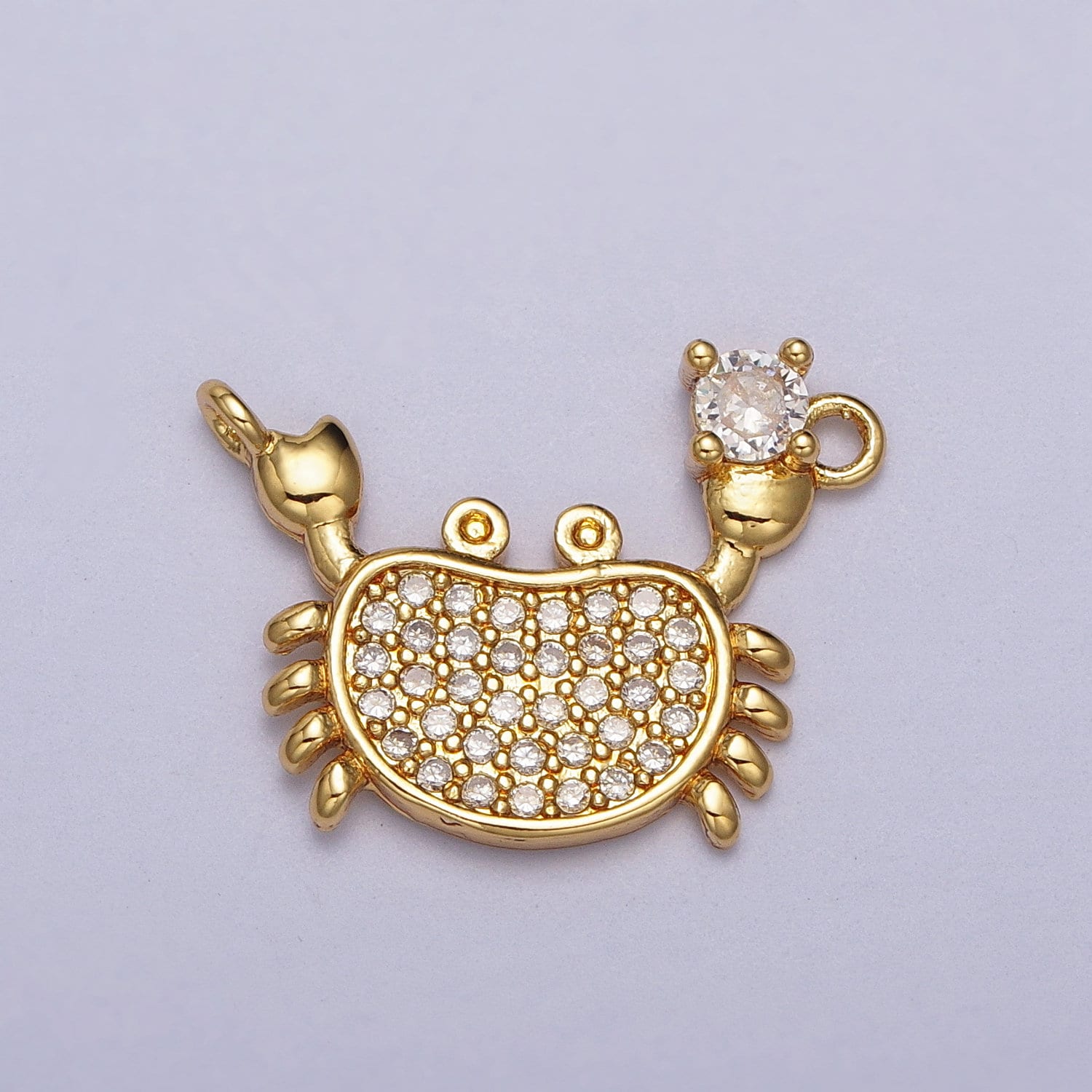 24k Gold Filled Crab Charm Connector Silver CZ Micro Pave Crab Link Connector for Necklace Bracelet Under The Sea Animal Charms Y675