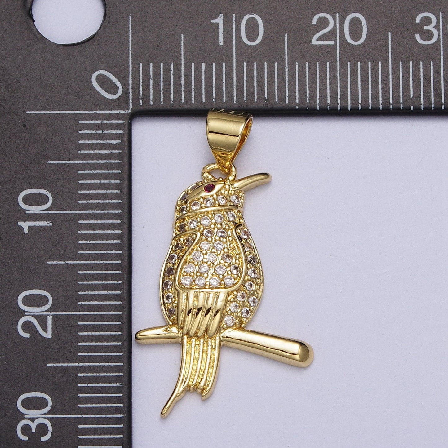 24K Gold Filled Raven Charm for Necklaec Pendant CZ Raven Jewelr Silver Crow Necklace, Bird Necklace Dangle Charm Supply AA004