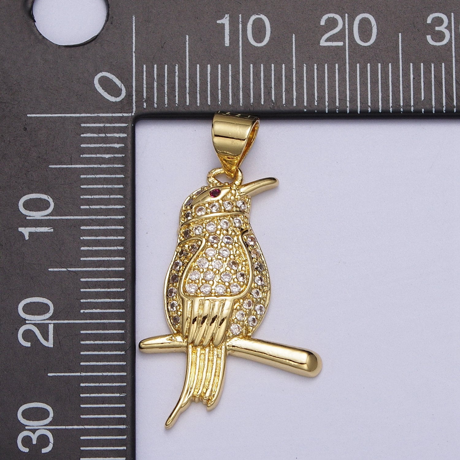 24K Gold Filled Raven Charm for Necklaec Pendant CZ Raven Jewelr Silver Crow Necklace, Bird Necklace Dangle Charm Supply AA004