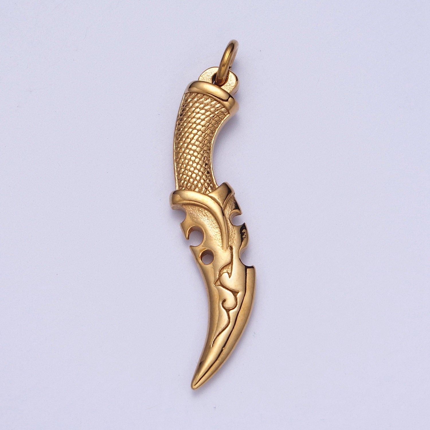Big Gold Dagger Pendant Necklace Stainless Steel Sword Men Necklaces Gift / Unisex Jewelry Making Supply for Craft Supply J-460