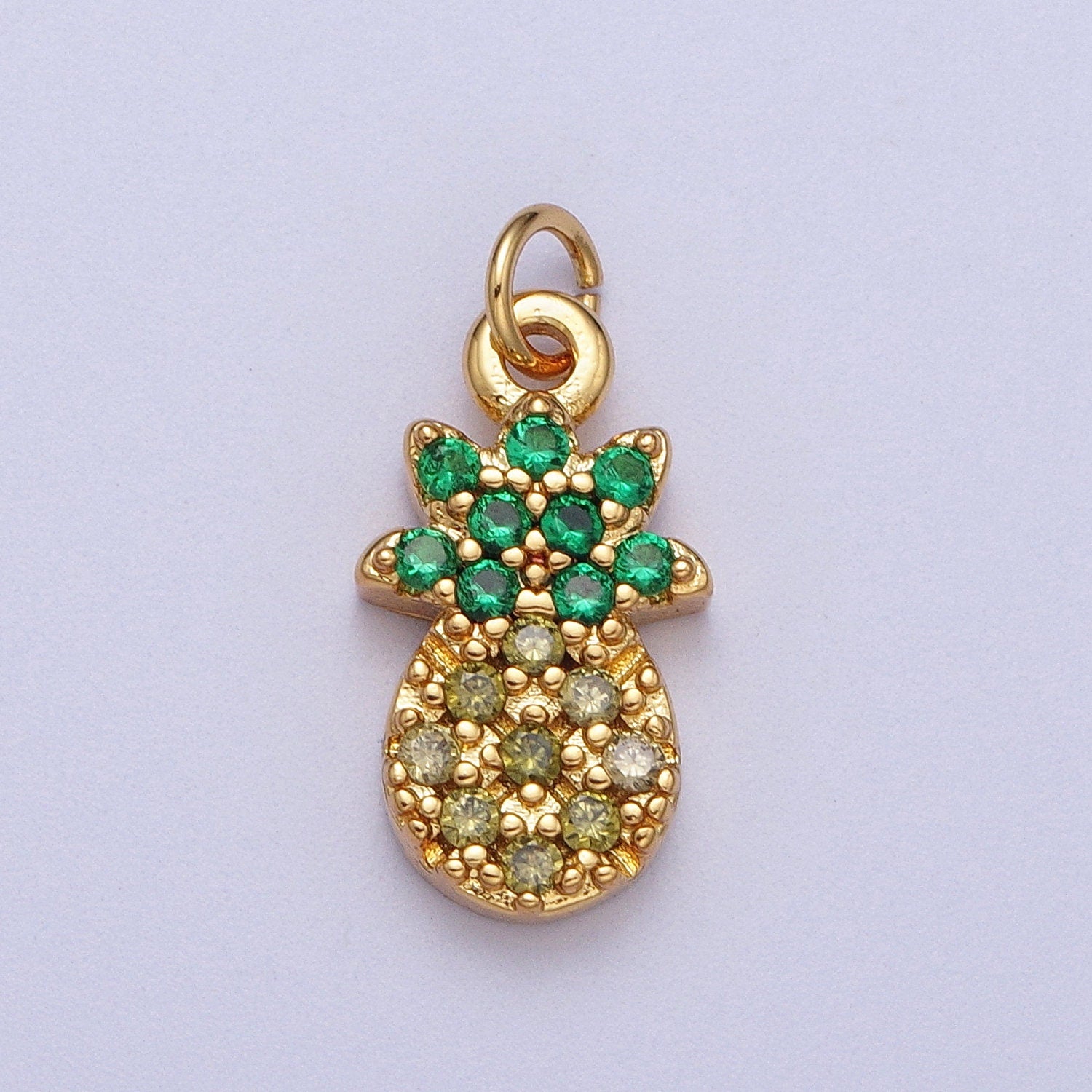 Mini Gold Pineapple Charm hawaii tropical island summer fruit food charm Dole Charm 24k Gold Filled Add on Charm Bracelet Necklace AC028