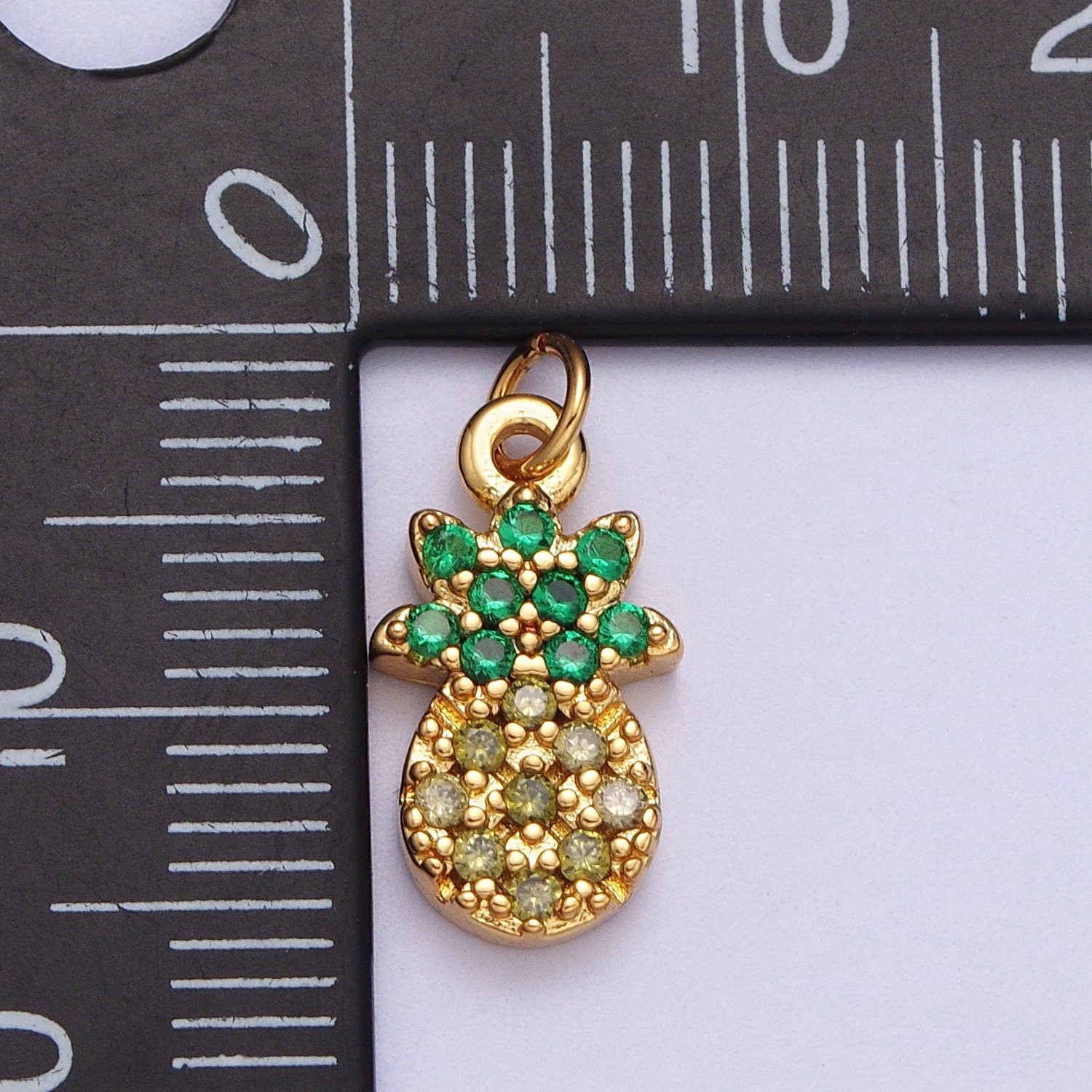 Mini Gold Pineapple Charm hawaii tropical island summer fruit food charm Dole Charm 24k Gold Filled Add on Charm Bracelet Necklace AC028