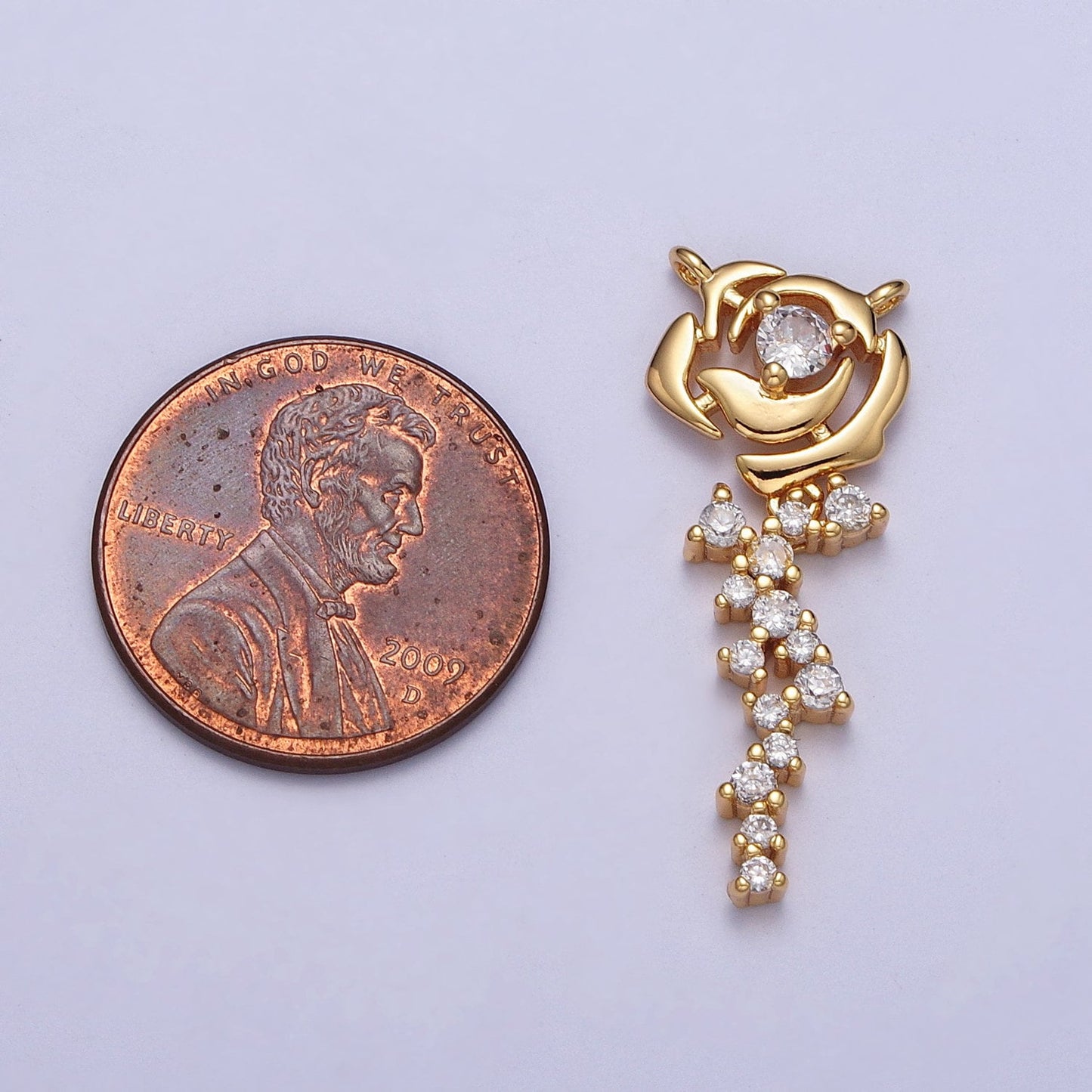 Dainty Gold Rose Flower Charm Connector Micro pave rose CZ Link Connector for Necklace Component Jewelry Making Supply Y-708