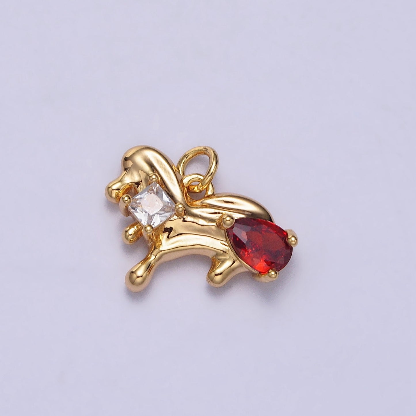Tiny CZ Dog Pendant, Animal Charm Jewelry Supplie in Gold For Earring Bracelet Necklace Component AC060