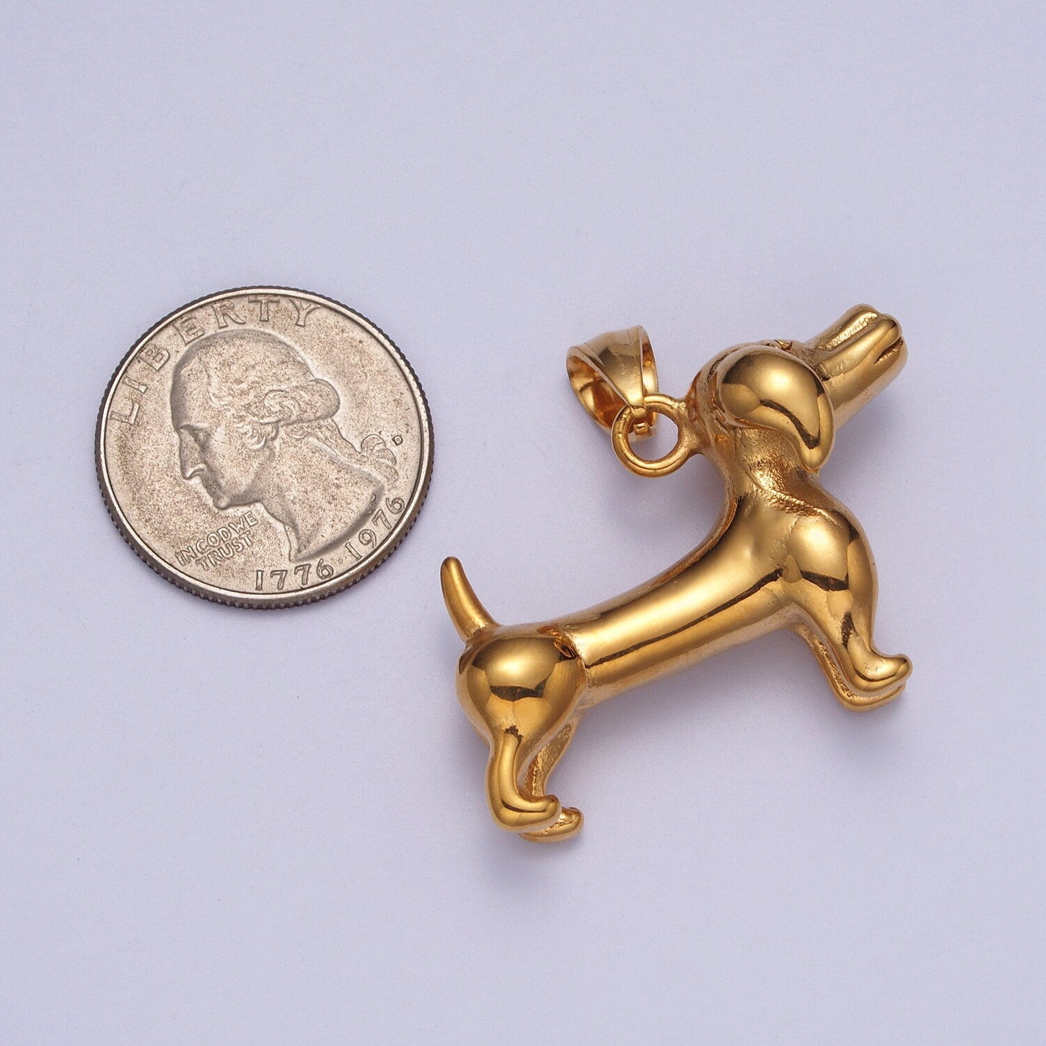 3D Gold Dachshund Sausage Dog Pendant Necklace Stainless Steel Dog Charm for Necklace Bracelet Component J-422