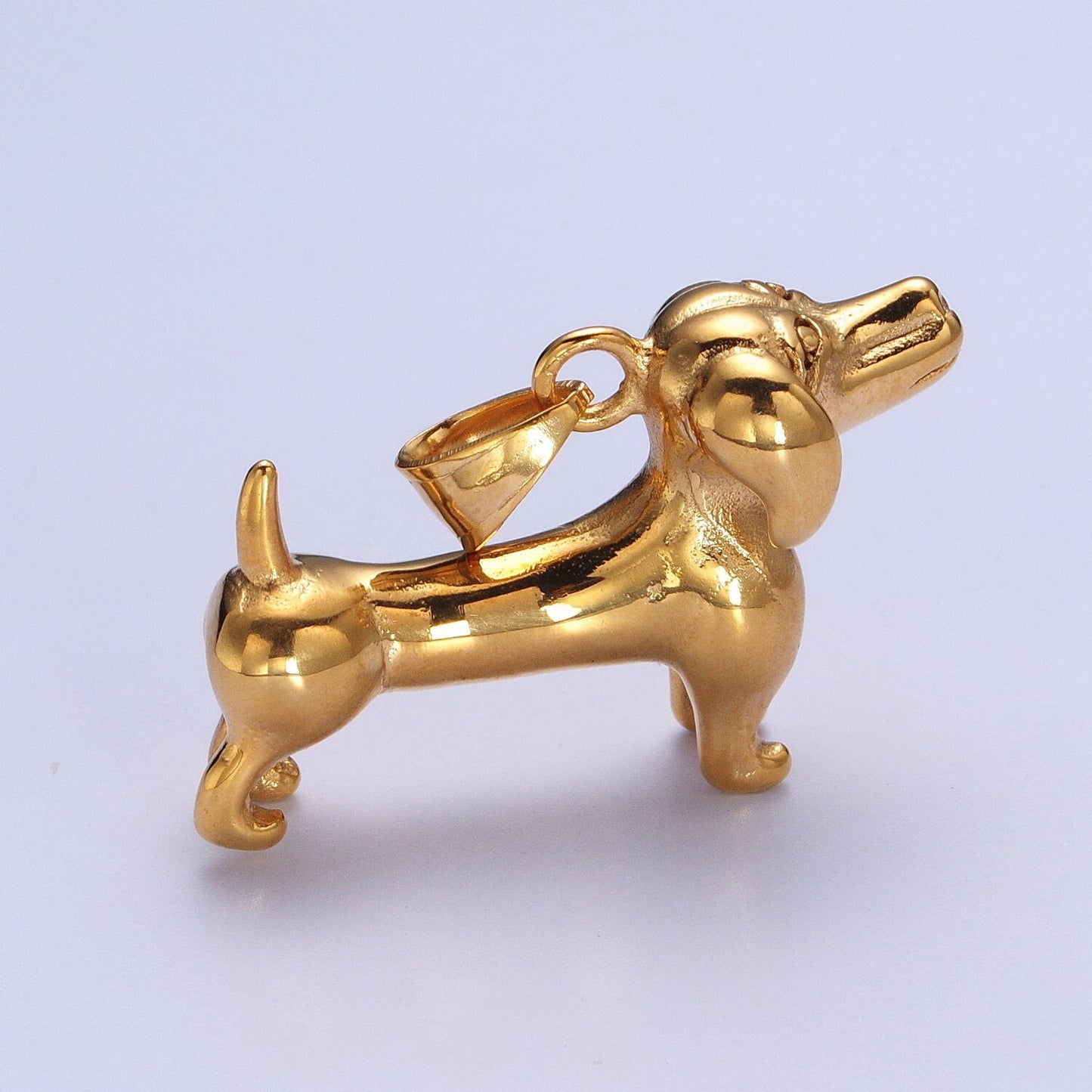 3D Gold Dachshund Sausage Dog Pendant Necklace Stainless Steel Dog Charm for Necklace Bracelet Component J-422