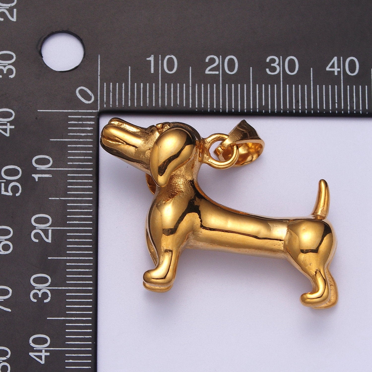 3D Gold Dachshund Sausage Dog Pendant Necklace Stainless Steel Dog Charm for Necklace Bracelet Component J-422
