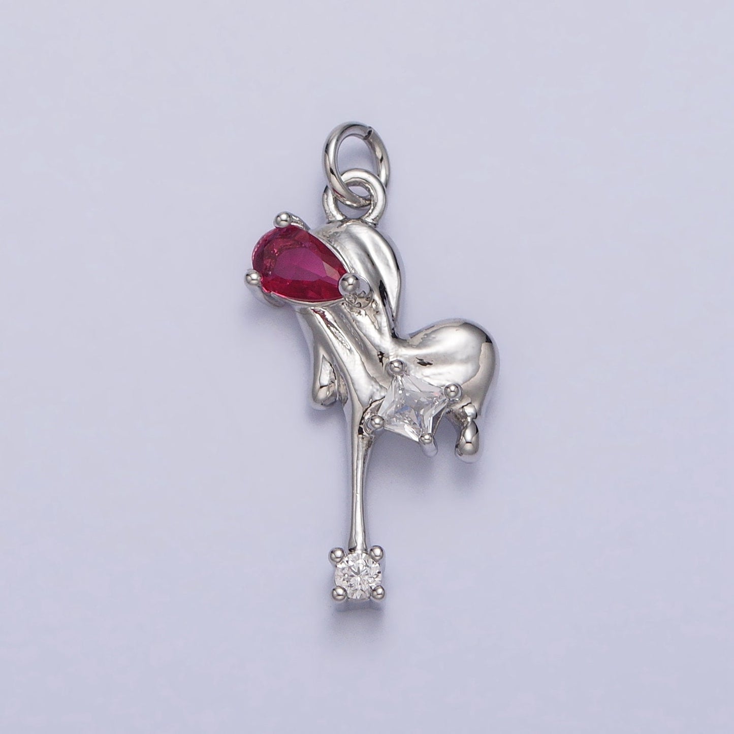 Melting Heart Pendant Necklace In Gold and Silver Plated Heart Necklace Charm with Cubic Zirconia Stone