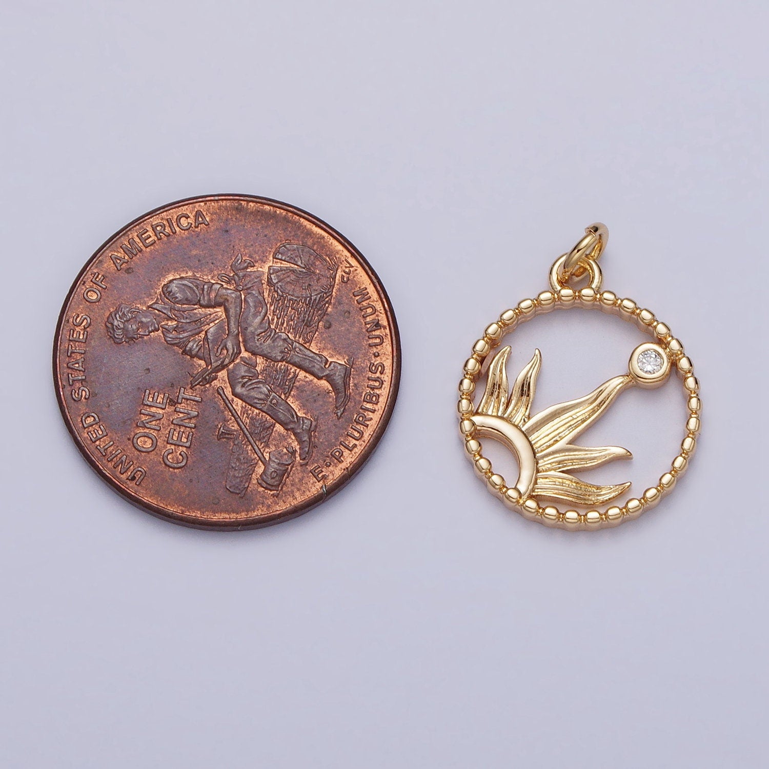 Dainty Sunshine Charm 16K Gold Filled Sun rays pendant, Silver Sun Charm Celestial Jewelry for Bracelet Necklace Component AC270