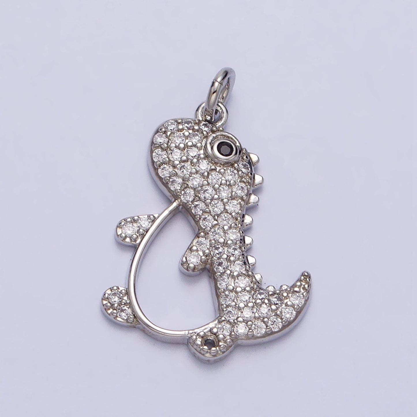 18K Gold Filled Dinosaur Charm Baby Dino TRex Charm Cz Silver Charms for Necklace Bracelets Component AC273