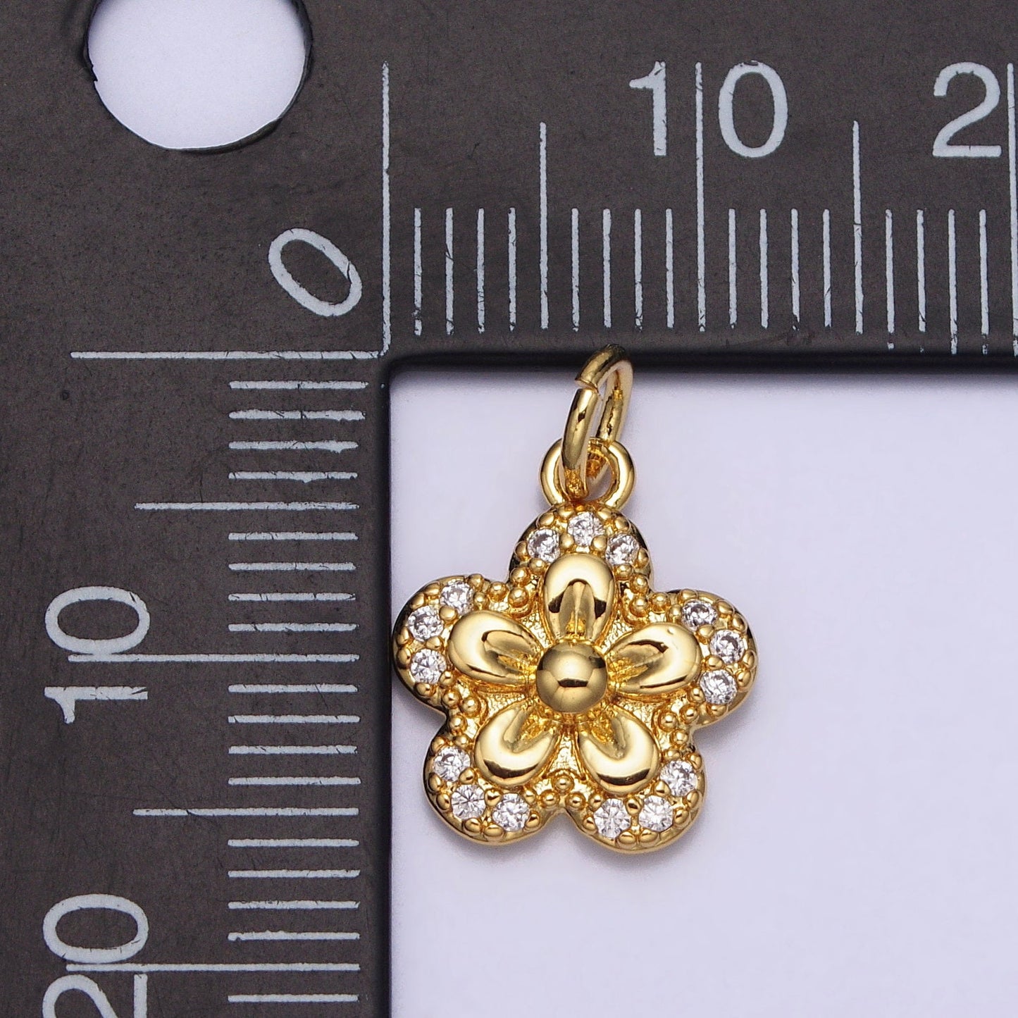 Dainty Gold Flower Charm Cubic Floral Pendant for Bracelet Necklace Earring Component Jewelry Making Supply AC202