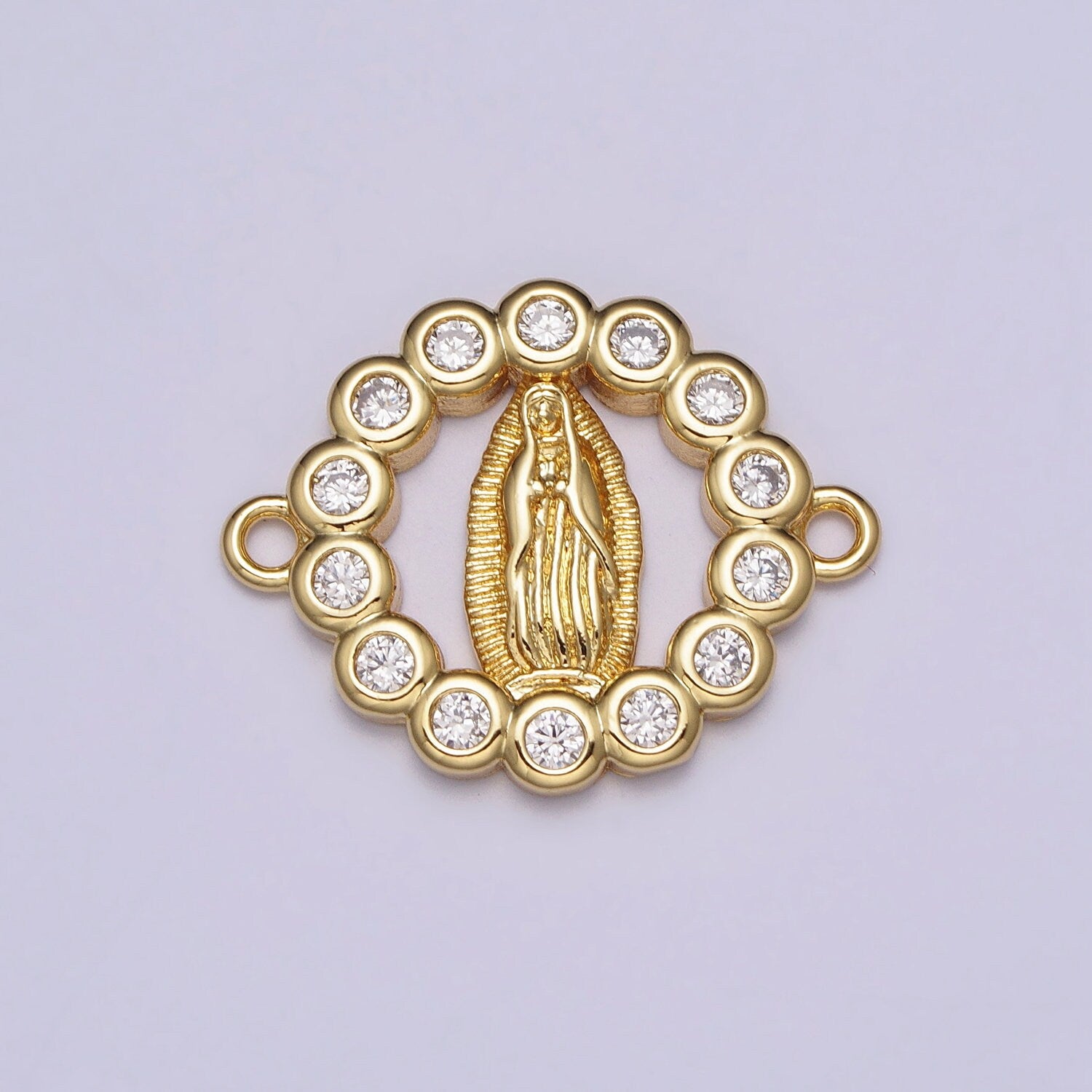 Dainty Gold Virgin Mother Mary Link connector Lady Guadalupe Charm Connector Religious Necklace Bracelet Component Y-782