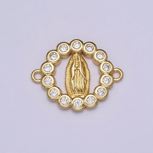 Dainty Gold Virgin Mother Mary Link connector Lady Guadalupe Charm Connector Religious Necklace Bracelet Component Y-782