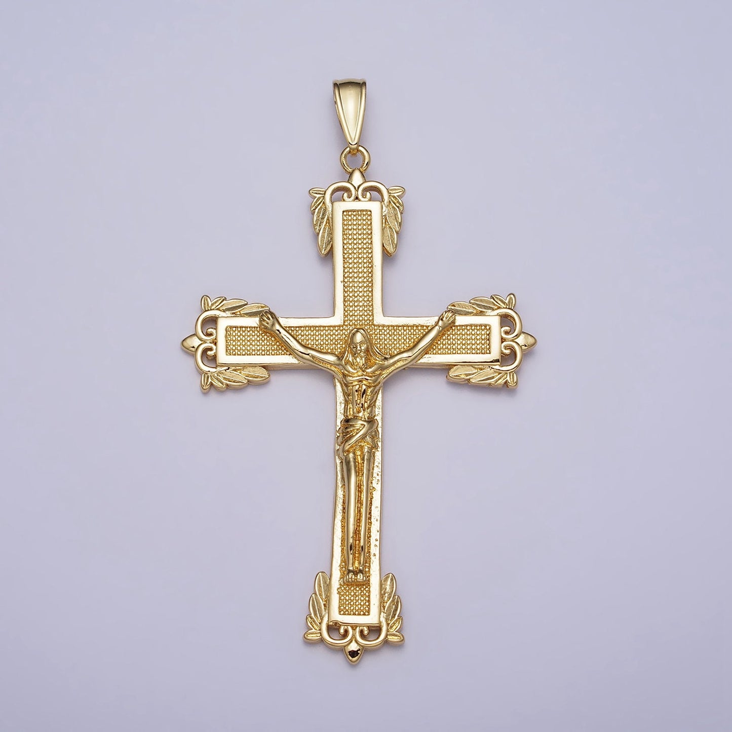 Men Gold Crucifix Jesus Body Pendant Statememnt Gold Cross Charm for Necklace Jewelry Making Religious Jewelry AA-081
