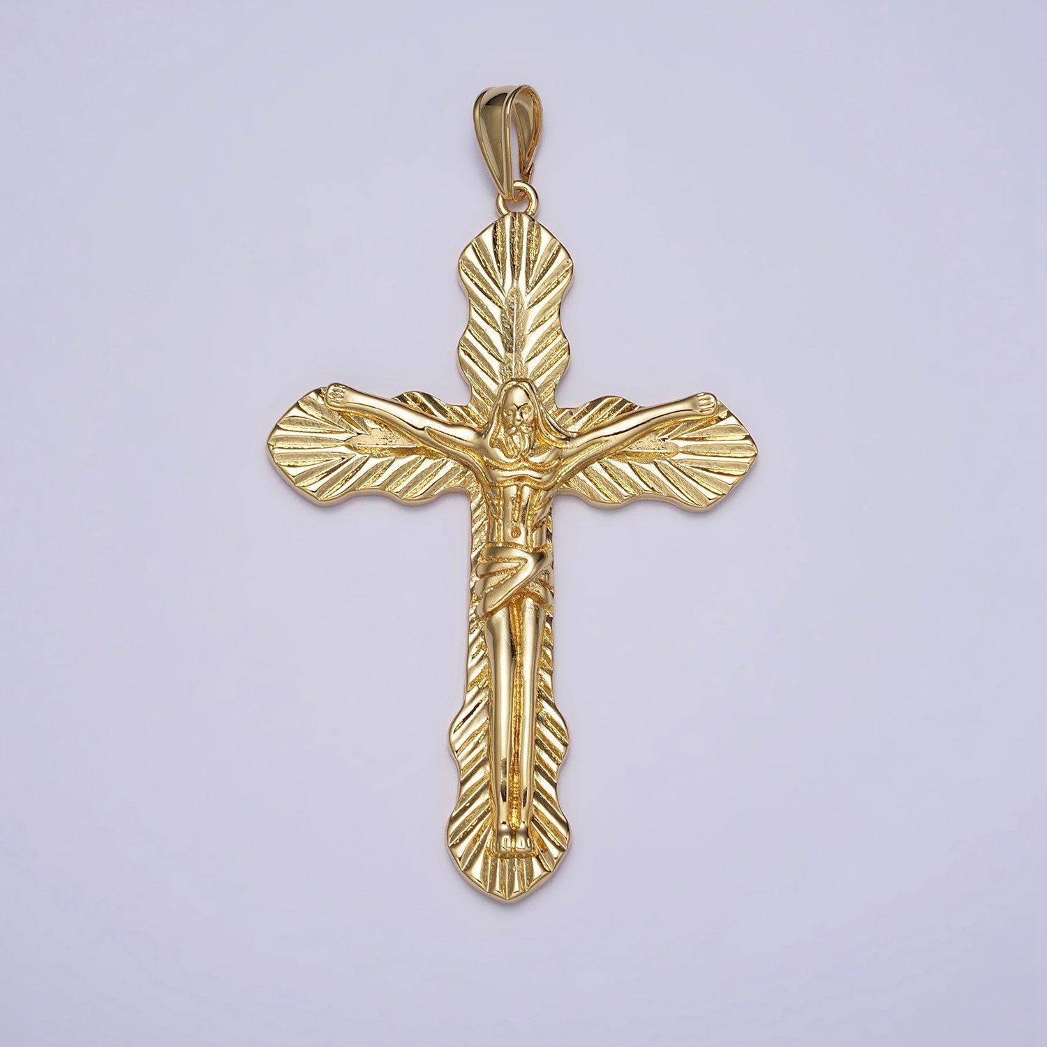 Big Gold Crucifix Cross Religious Pendant | AA084