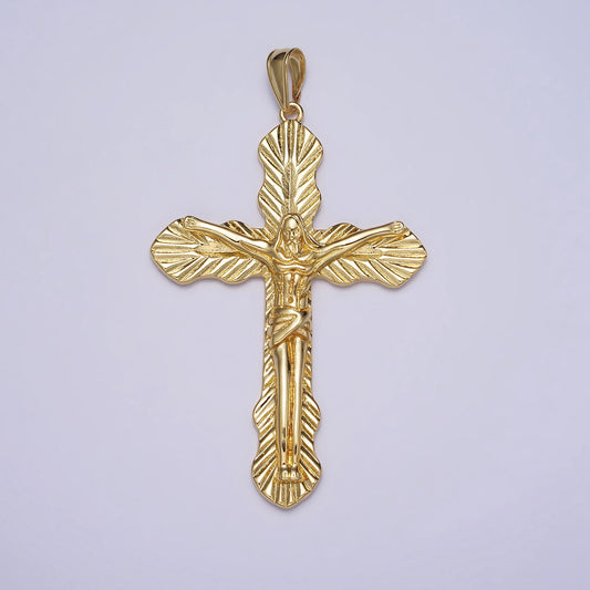 Big Gold Crucifix Cross Religious Pendant | AA084