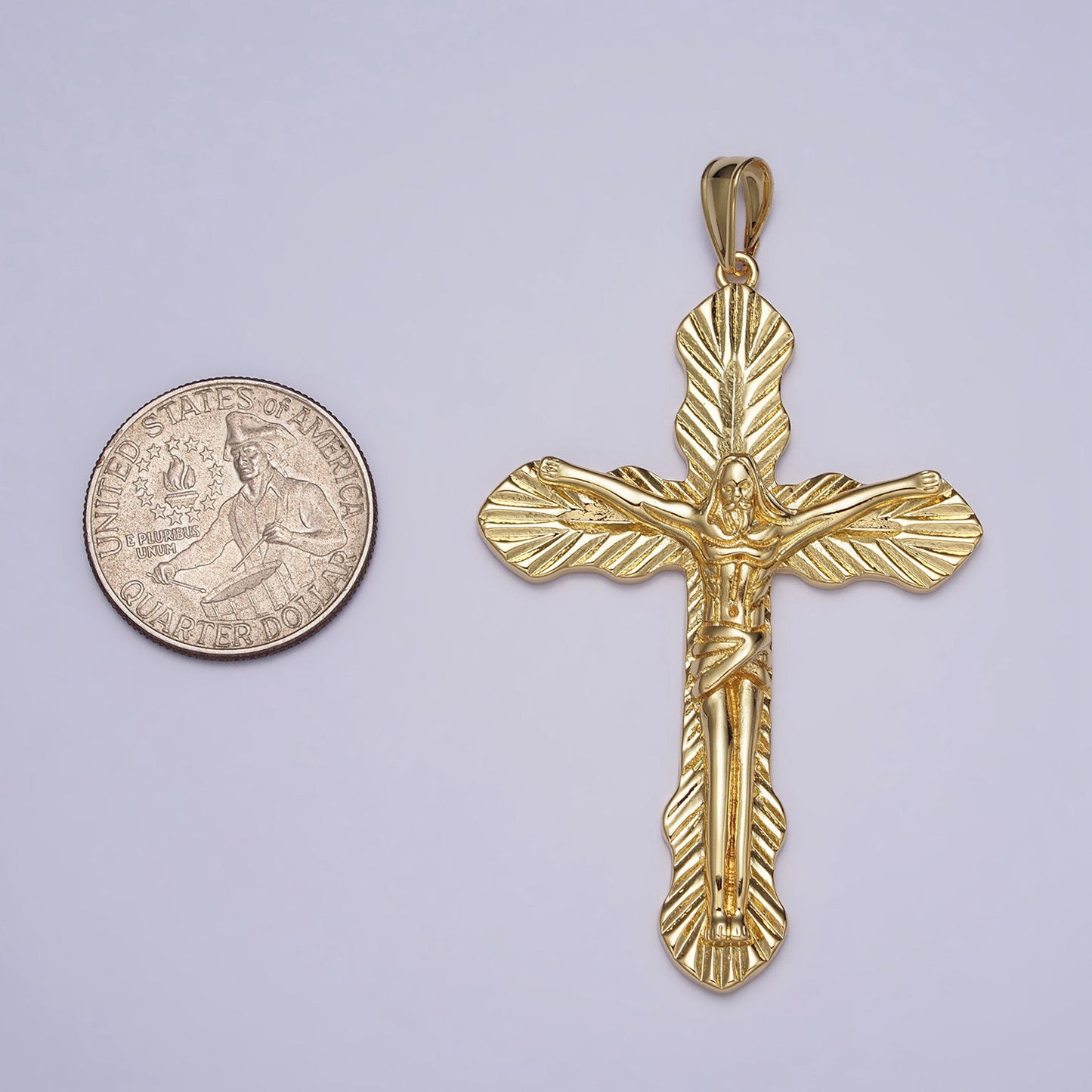 Big Gold Crucifix Cross Religious Pendant | AA084