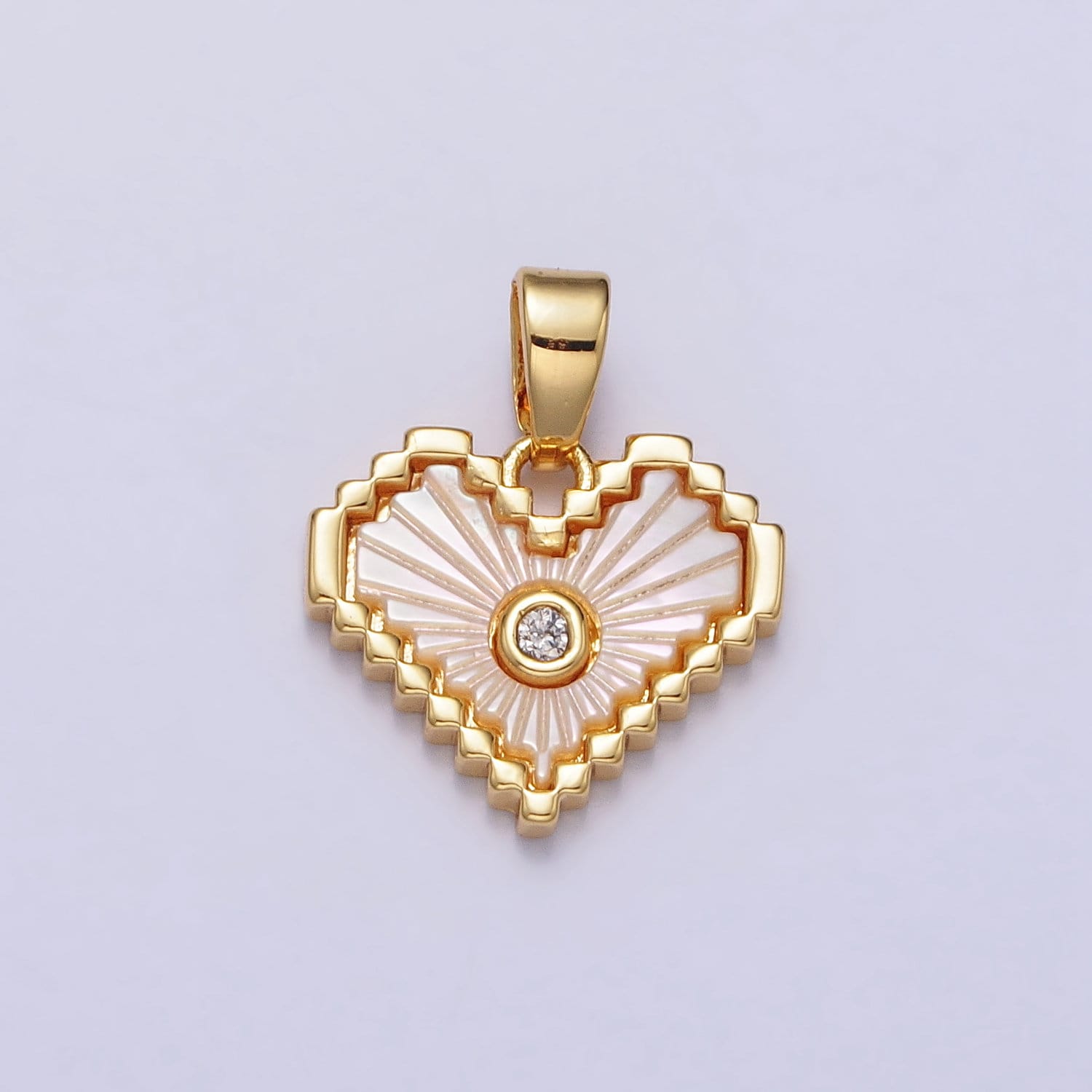 Pink Gold Filled Heart Pendant Radiant Style Dainty Pink Shell Pearl Love Charm Sunburst Hearts Love for Minimalist Jewelry Supply AA108