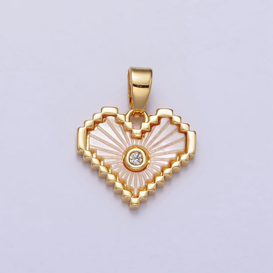 Pink Gold Filled Heart Pendant Radiant Style Dainty Pink Shell Pearl Love Charm Sunburst Hearts Love for Minimalist Jewelry Supply AA108