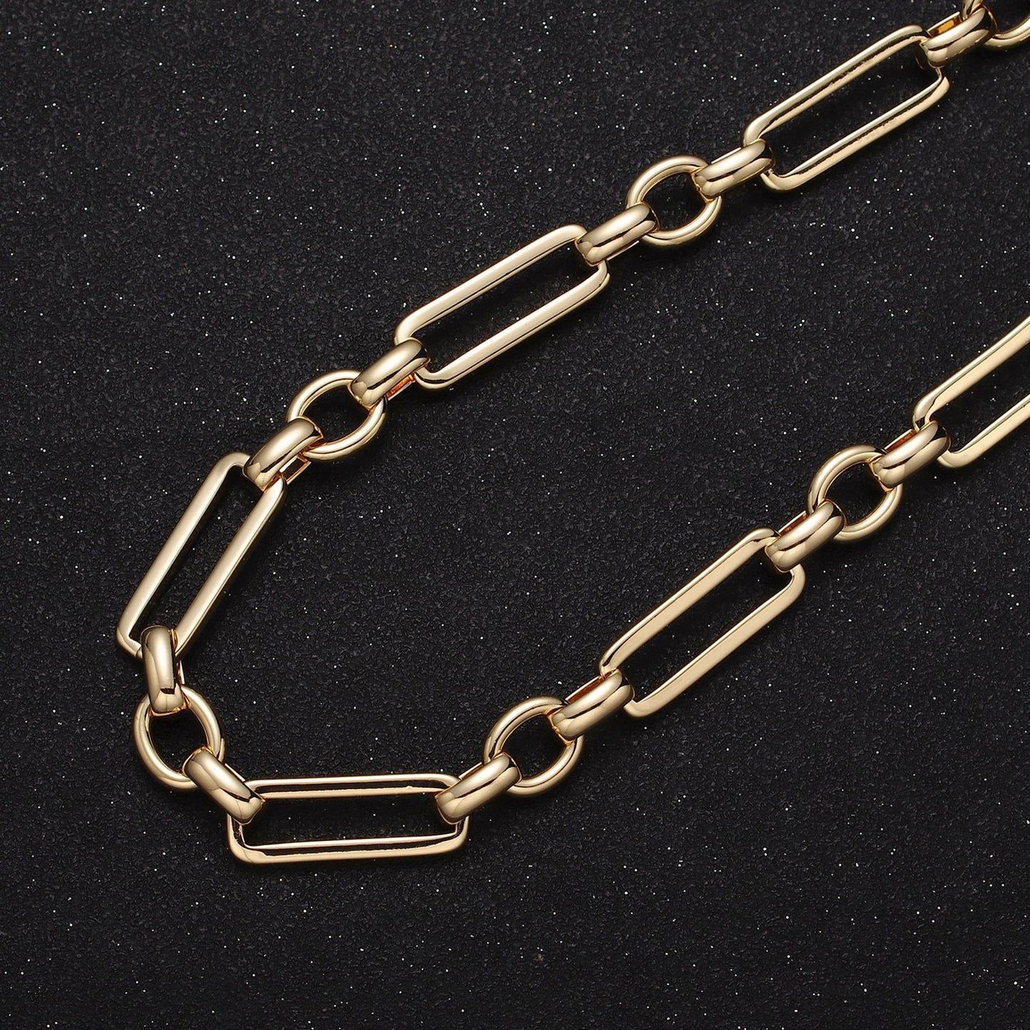 24K Gold Filled Unique Paperclip Cable Rolo Link Unfinished Wholesale Jewelry Making Component by Yard | Roll-1125 Roll-1196