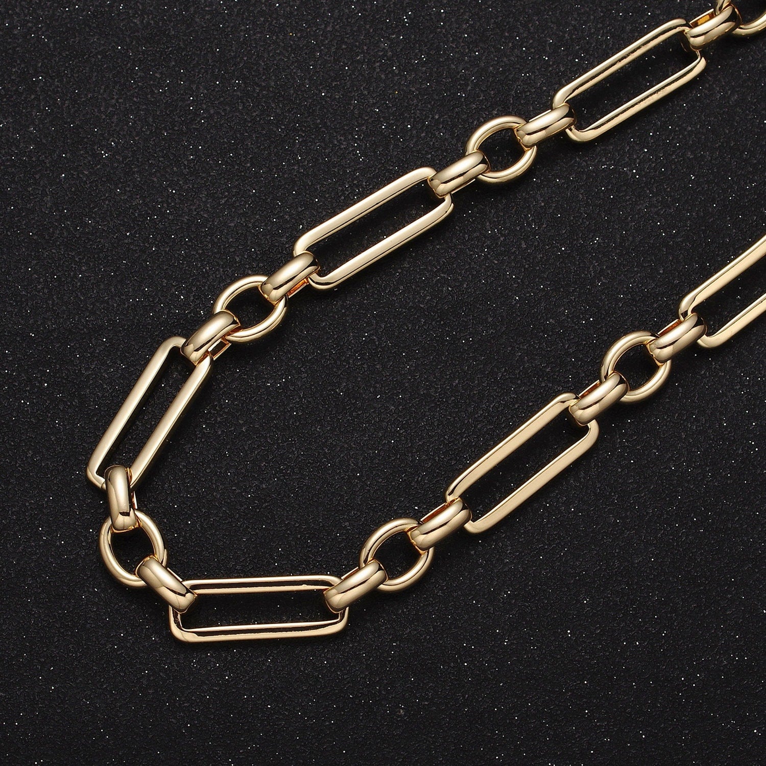 24K Gold Filled Unique Paperclip Cable Rolo Link Unfinished Wholesale Jewelry Making Component by Yard | Roll-1125 Roll-1196